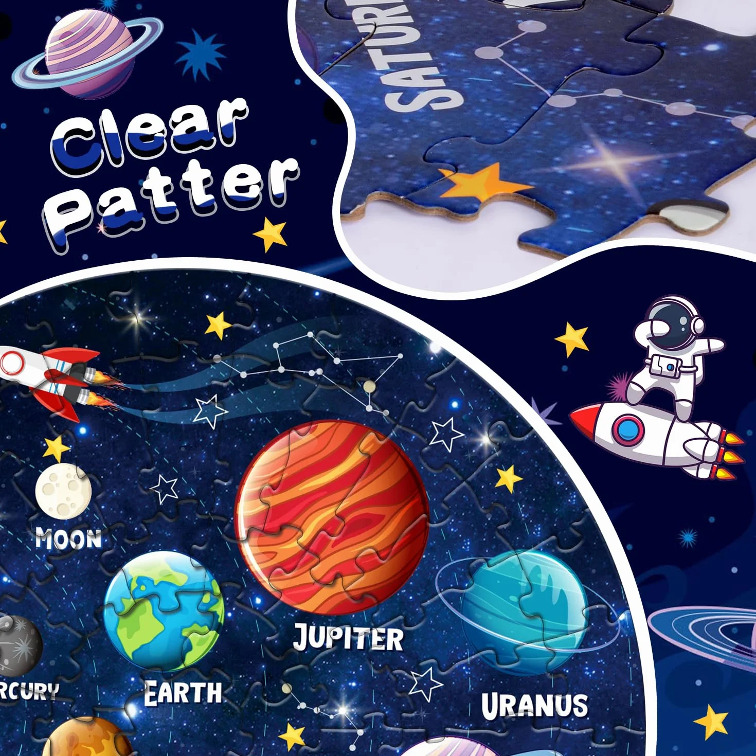 Puzzle Bambino Sistema Solare da Pavimento 71 Pezzi per 5 6 7 8 Anni, Gioco Regalo per Ragazzi