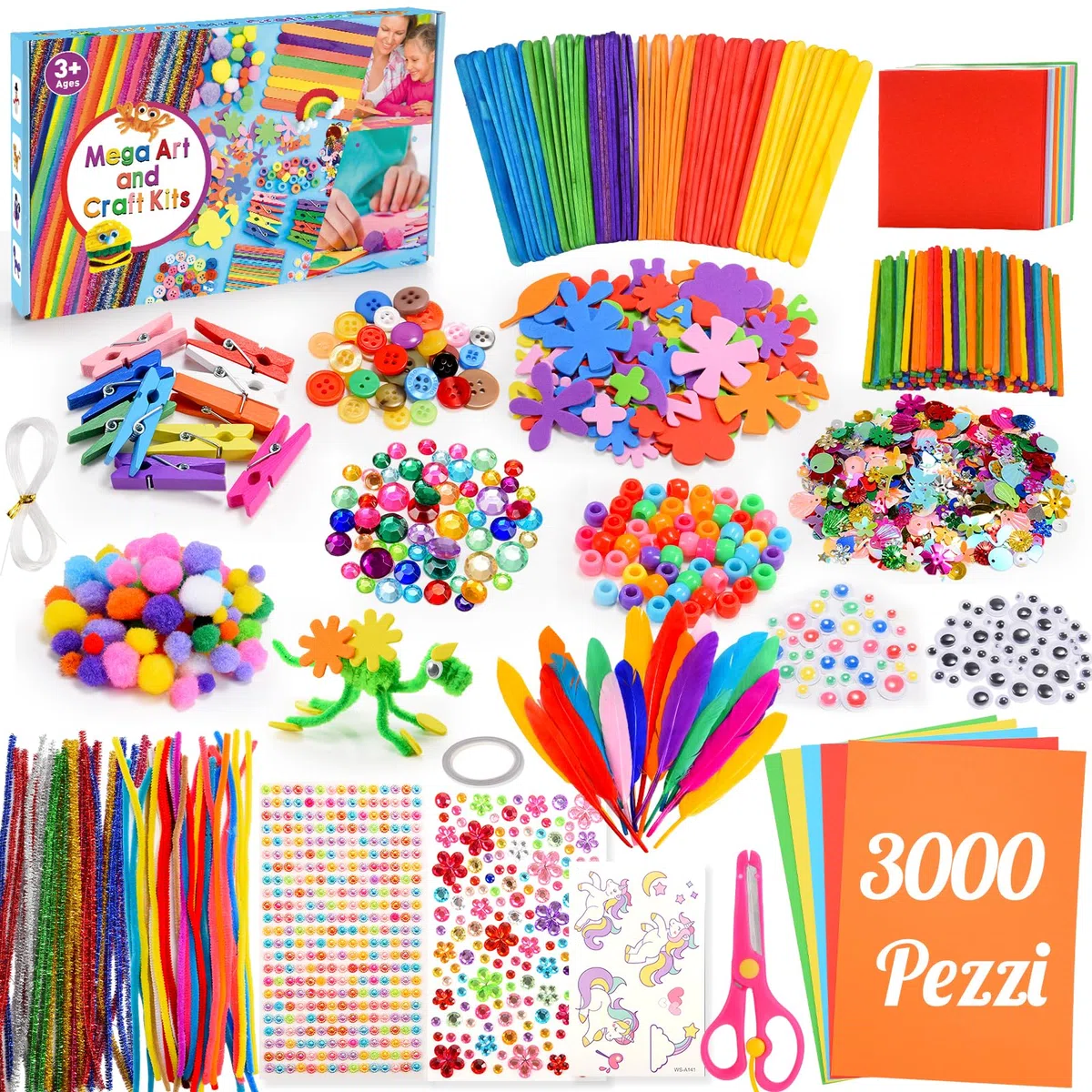 Kit Artistico Giocattolo per Bambina Giochi Bambina 3-12 Anni, 3000+Pezzi Lavoretti Creativi per Bambini Regalo Bambina 4-9 Anni Giochi Bambina 4-9 Anni Femmina Regali di Compleanno Regali di Natale