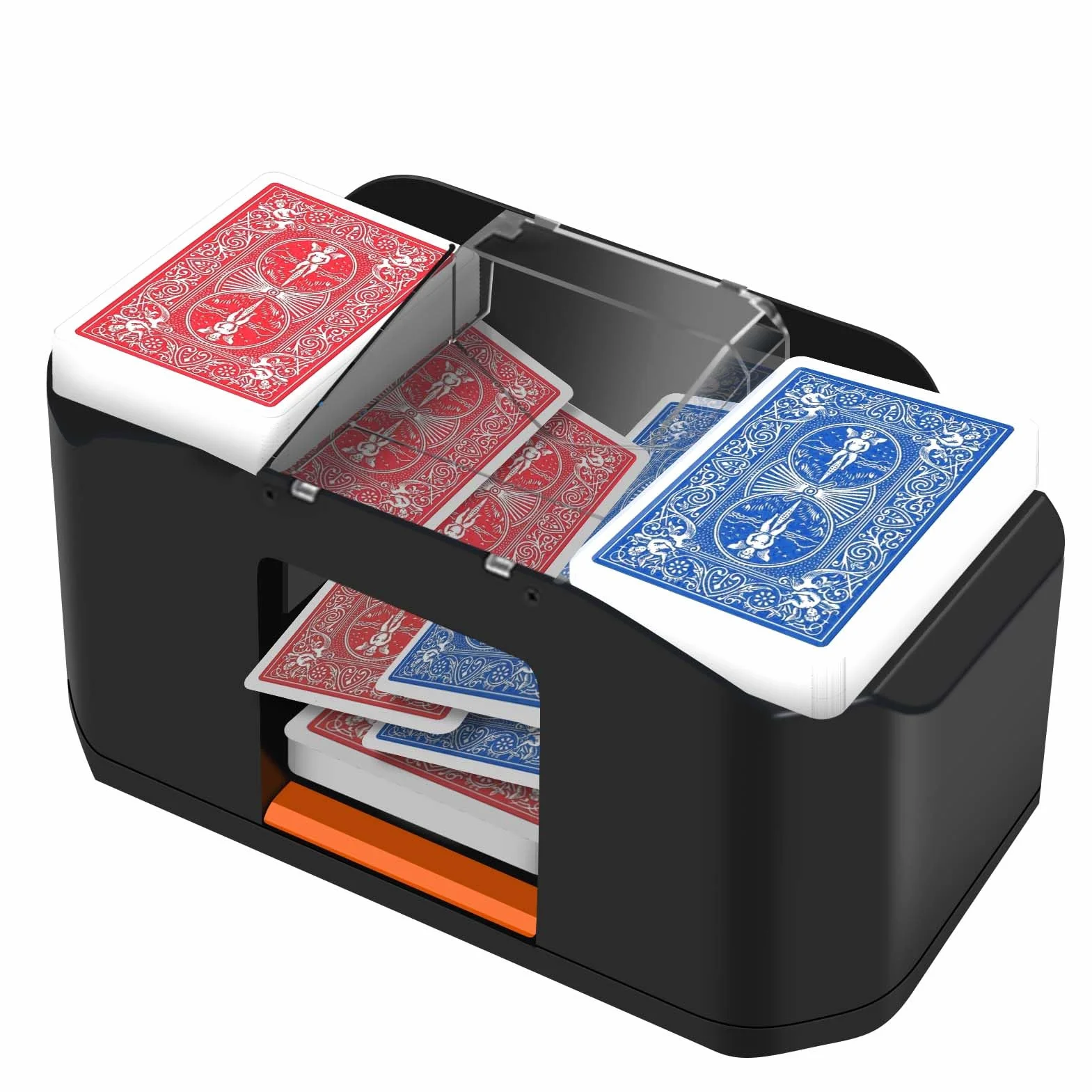Mescolatore automatico di carte – Silenzioso e con batteria da 2000 mAh – Mescola 2 mazzi di carte – Compatibile con Poker, Bridge, Rommé, Skat