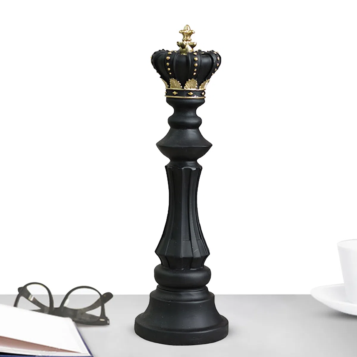 Pezzo Decorativo Per Statua Di Scacchi - Statuette In Resina Del Re Regina, Scultura Artistica Su Tavola | Accento Da Tavolo Da Collezione, Ornamento Di Gioco Strategico, Elegante Esposizione Artigian