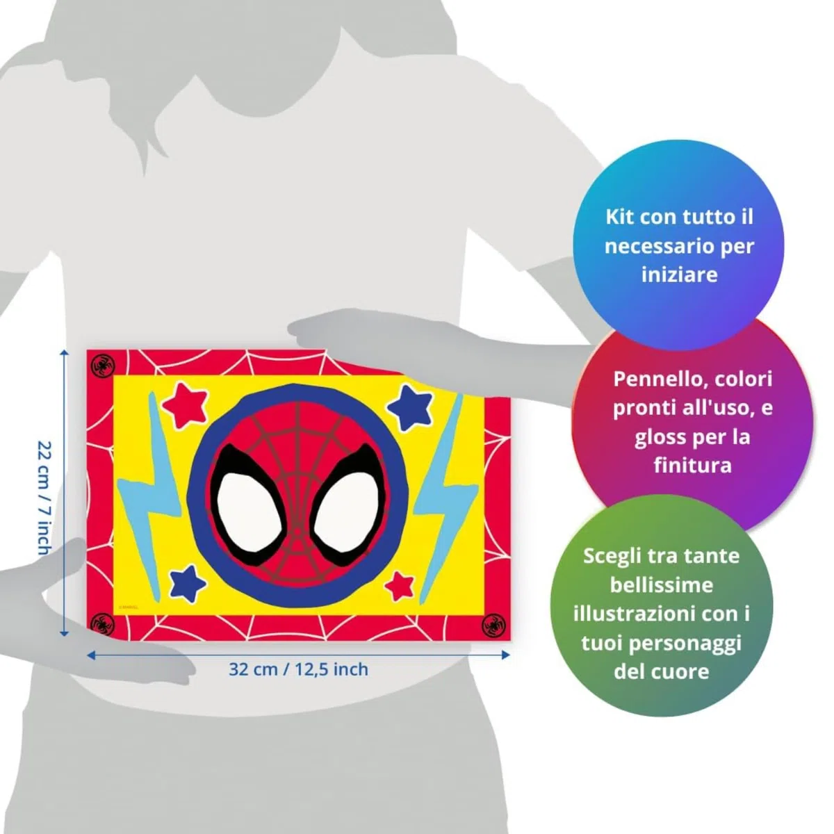 Ravensburger CreArt 5 Anni Junior: Spidey – Dipingere con i Numeri per Bambini 5+ Anni, Kit Pittura con 2 Tavole, Pennello Ergonomico e Colori Inclusi, 32 x 22 cm, Idee Regalo per Bambini 5 Anni