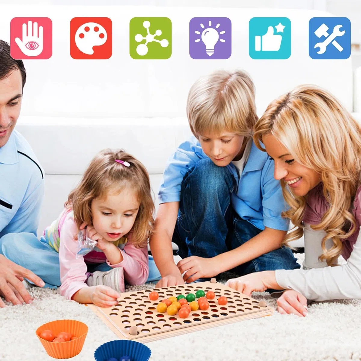 Giocattoli Montessori In Legno,Weinsamkeit Puzzle Di Classificazione Delle Perle Della Clip Del Giocattolo In Legno, Regali Di Compleanno Dell'Educazione Prescolare Dei Bambini Di 3, 4 E 5 Anni