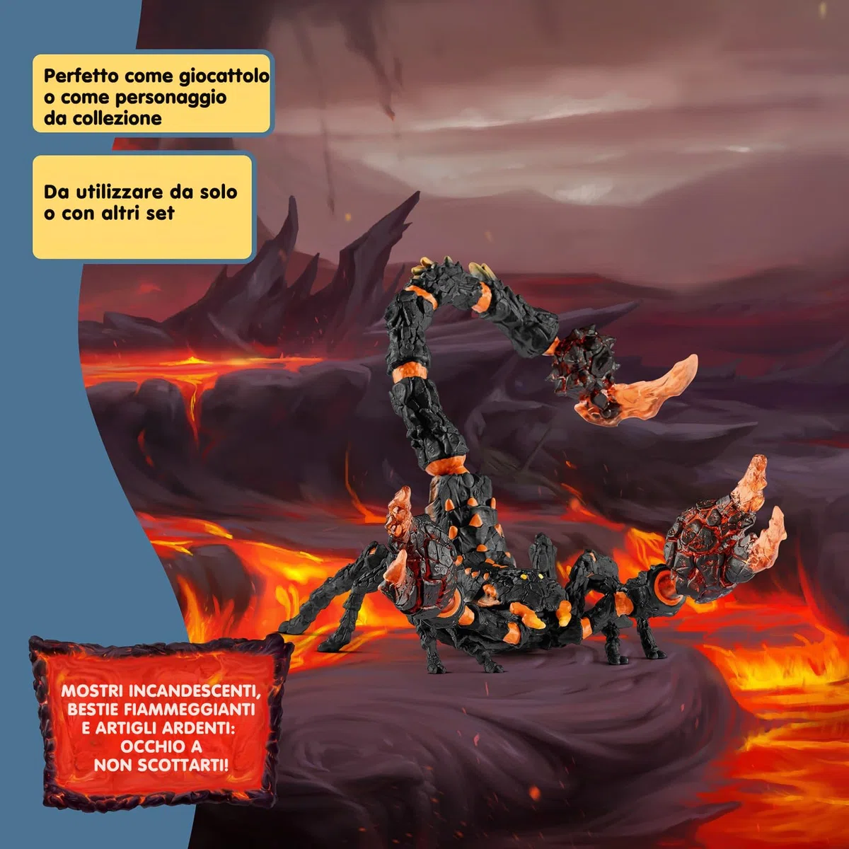 SCHLEICH ELDRADOR CREATURES | Scorpione di lava 70142 | Mostro ELDRADOR pinze mobili e coda velenosa | idea regalo per bambini | dai 7 anni | 21 x 14 x 14 cm