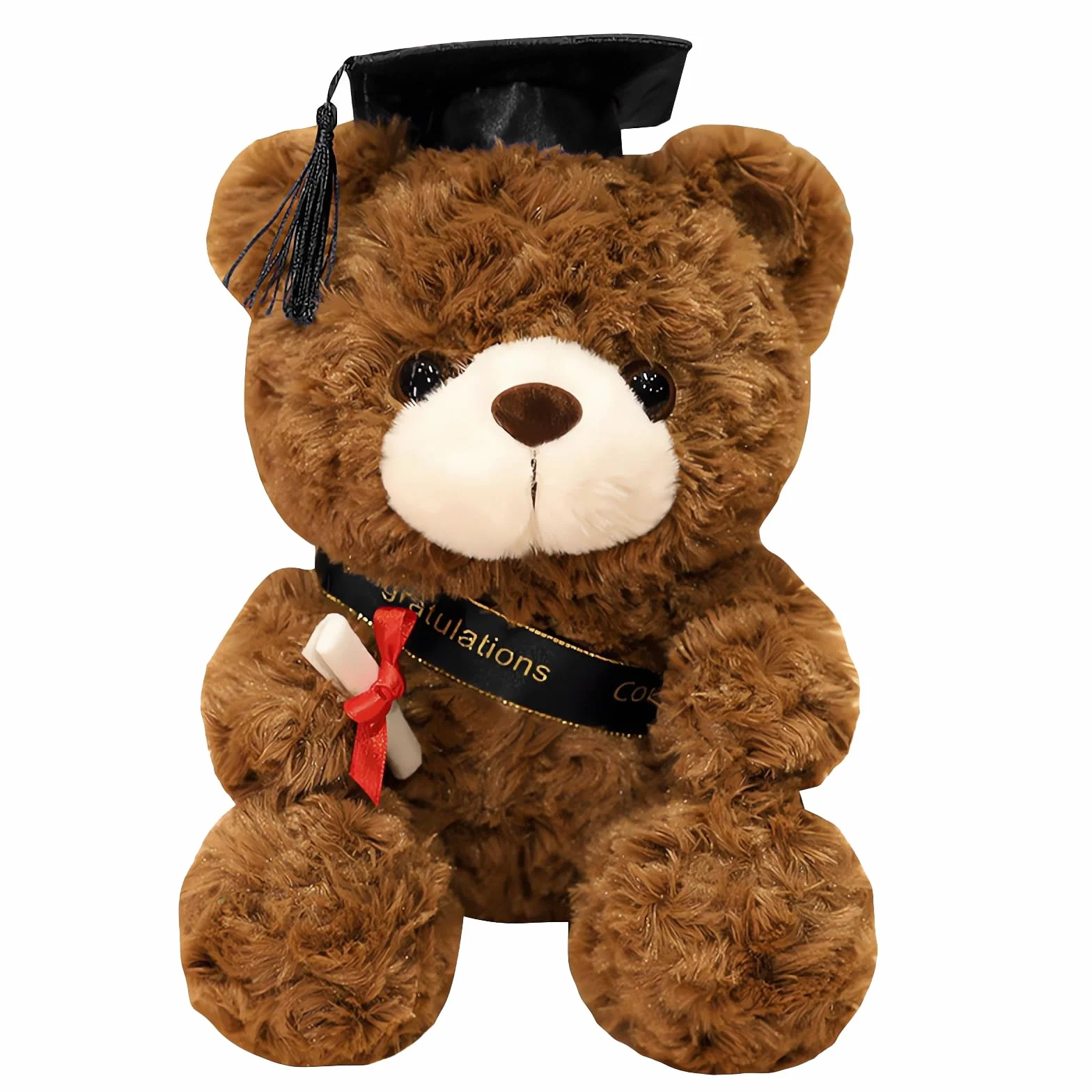 FGen Orsacchiotto per la Laurea, 23 cm, Orsetto di Peluche, Regali Laurea, Diploma e Cappello di Dottore, per Scuola Laurea Decoro, Regali di Laurea per Studenti (Cappello nero, marrone scuro)