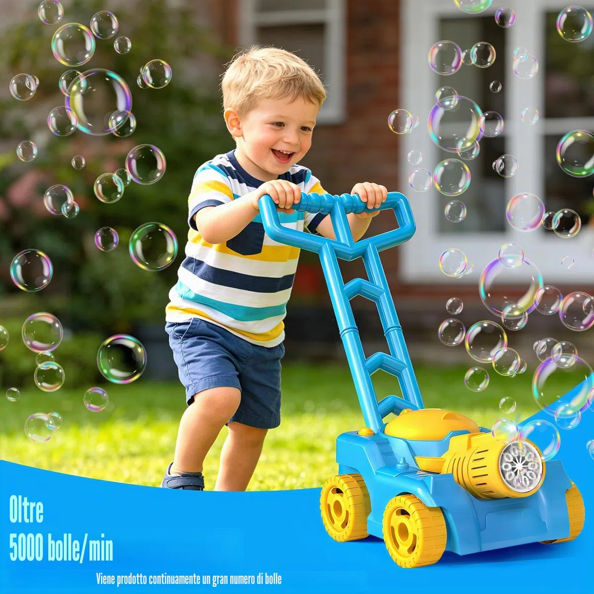 Macchina per Bolle Bambini 3 Anni+, Tosaerba Bolle Anti-Perdita, Giocattoli a Sapone Con Luce LED, Macchina Automatica per Soffiatore Di Bolle, Nozze & Festa Esterna