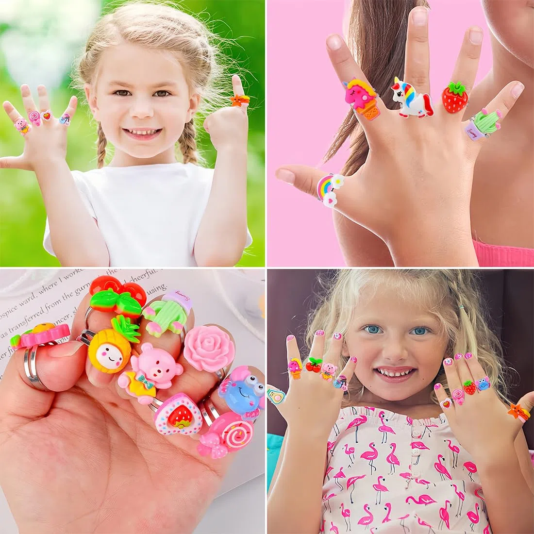 JEYORZY Set di 10 Anelli per Bambina, Principessa Gioielli per Ragazze, Regalo di Compleanno per Festa (Stili Casuali)