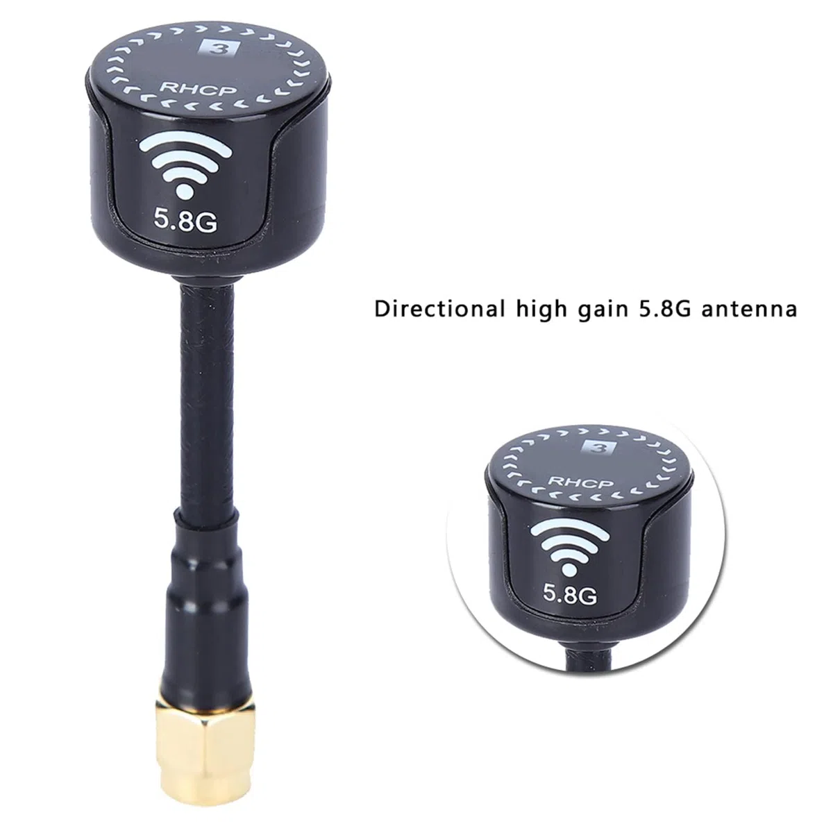 Antenna 5.8Ghz, 3dBi LHCP ABS 5325-5945MHz direzionale ad alto guadagno Antenna RC Drone Ricambi Accessorio Adatto per FPV Racing Drone (SMA ago interno-nero)