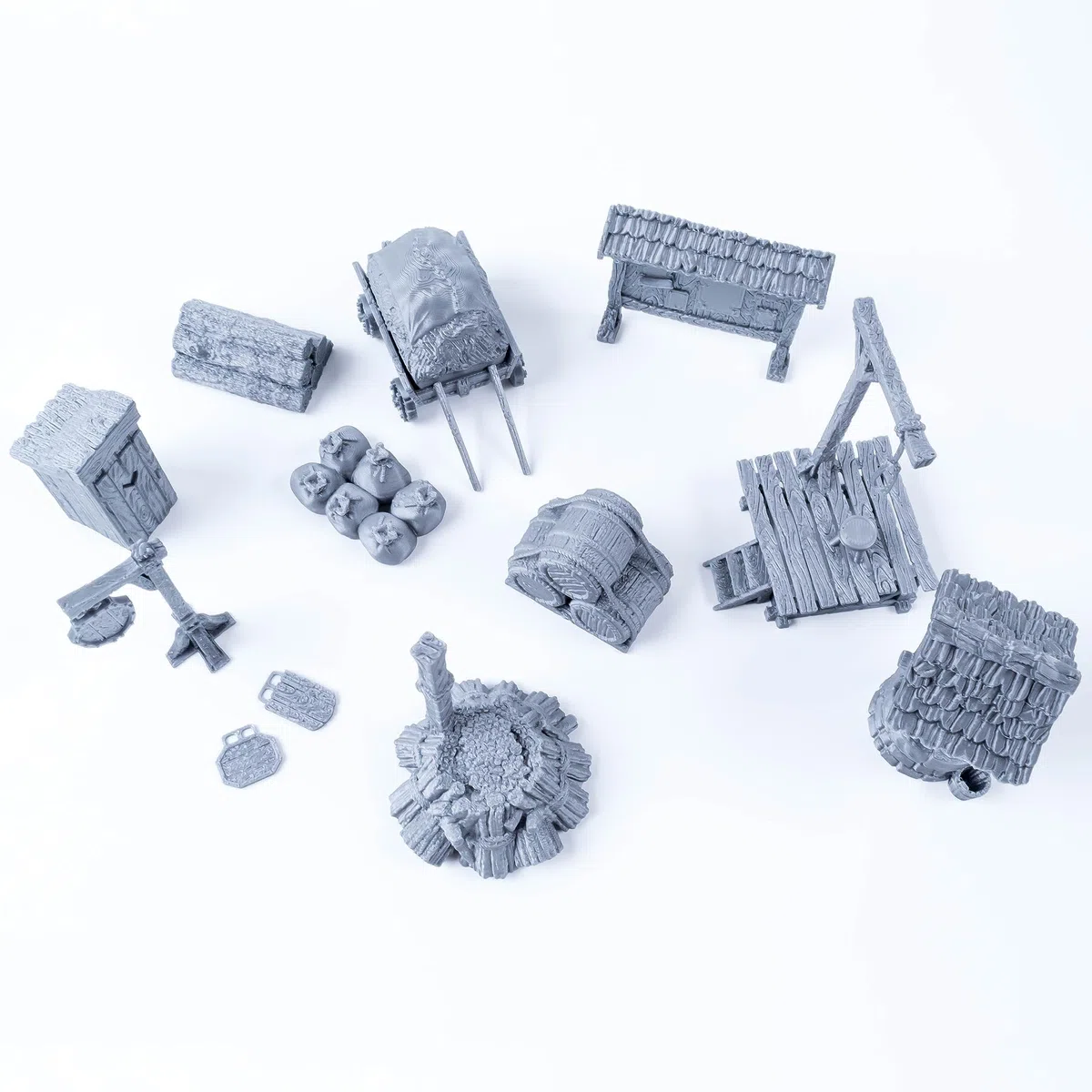 Set di articoli da città – Accessori integrali per D & D, Warhammer – Pozzo, Wc, Segnalibri, Forca, Giornali, Carrello