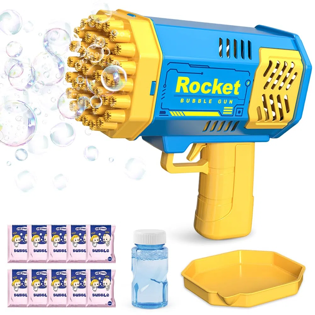 Pistola Bolle di Sapone, Macchina automatica per Bambini, Macchina per Bambini, Feste di Compleanno, Pasqua, Bolle Automatica, Estate - Blu