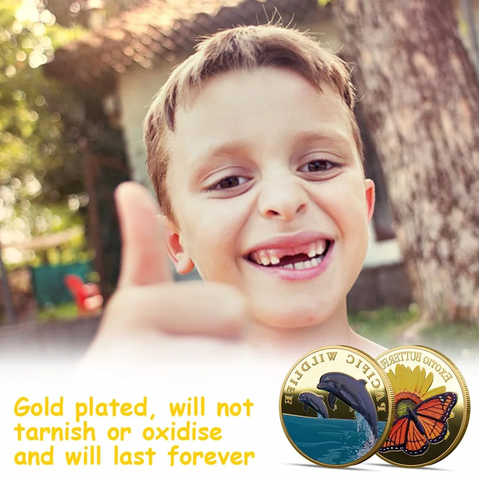 12 Pezzi Monete Fata dei Denti, Monete Fata dei Denti d'oro per Ragazze Ragazzi, Dente Perso Moneta Commemorativa Set Fata dei Dentini, Regalo Fatina dei Denti Per Bambini, Souvenir
