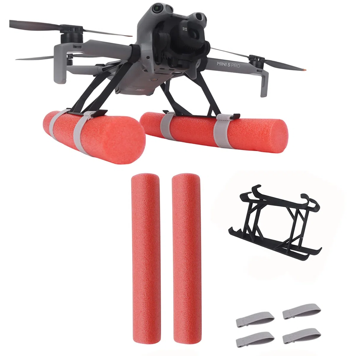 Carrello di atterraggio galleggiante per acqua Mini 5 Pro, kit di addestramento supporto galleggiante per accessori DJI Mini 5 Pro, treppiede per aumento altezza con supporto portatile per decollo