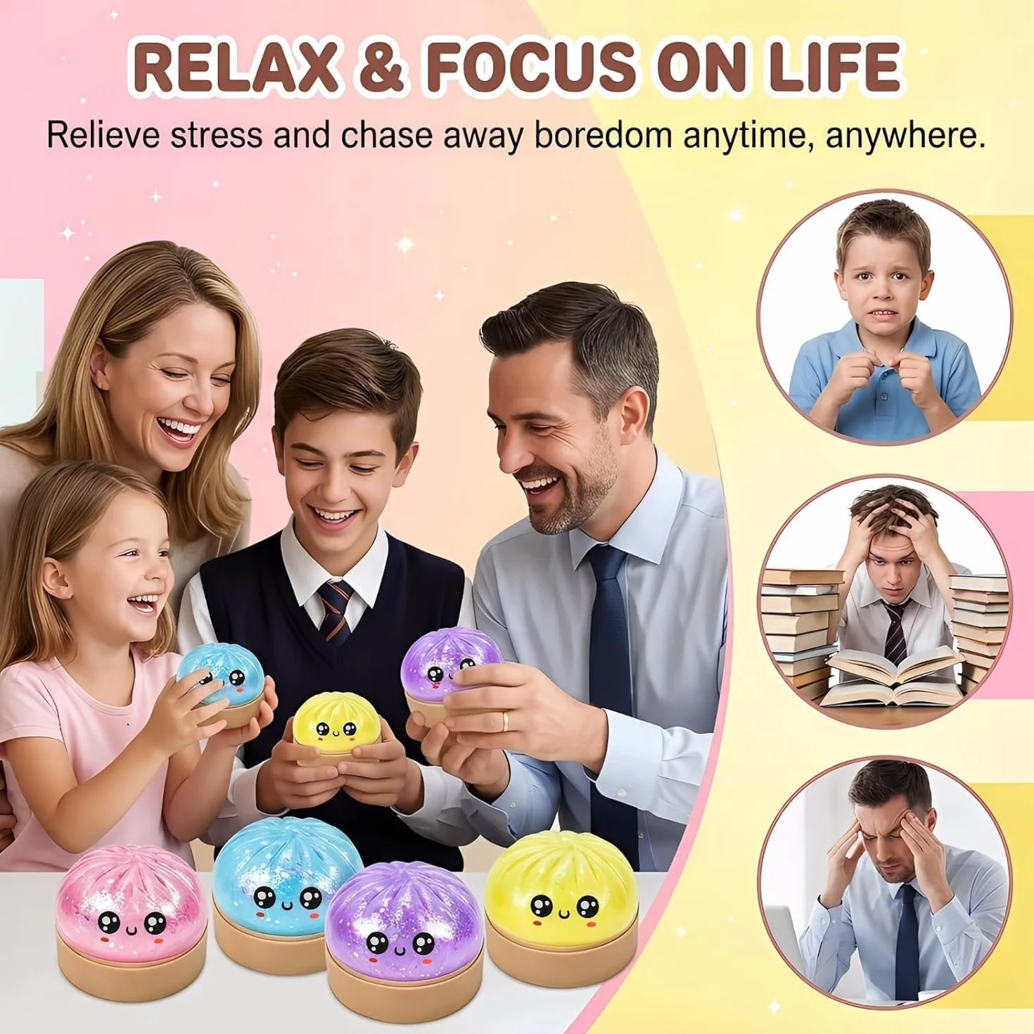 Mystery Squishy Dumplings 2 Pacchi Giganti con Glitter e Vaporiera – Giocattoli Sensoriali Soft Slow-Rise, Regalo Antistress, Idea Divertente per Bambini e Collezionisti, senza duplicati