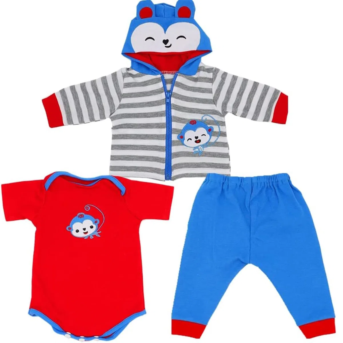 ZIYIUI Vestiti per Bambole per New Born Baby Doll, Cotone con Cappello per 18 "-22" Carino Vestiti Bambolotti (45-55 cm) (Scimmia blu)
