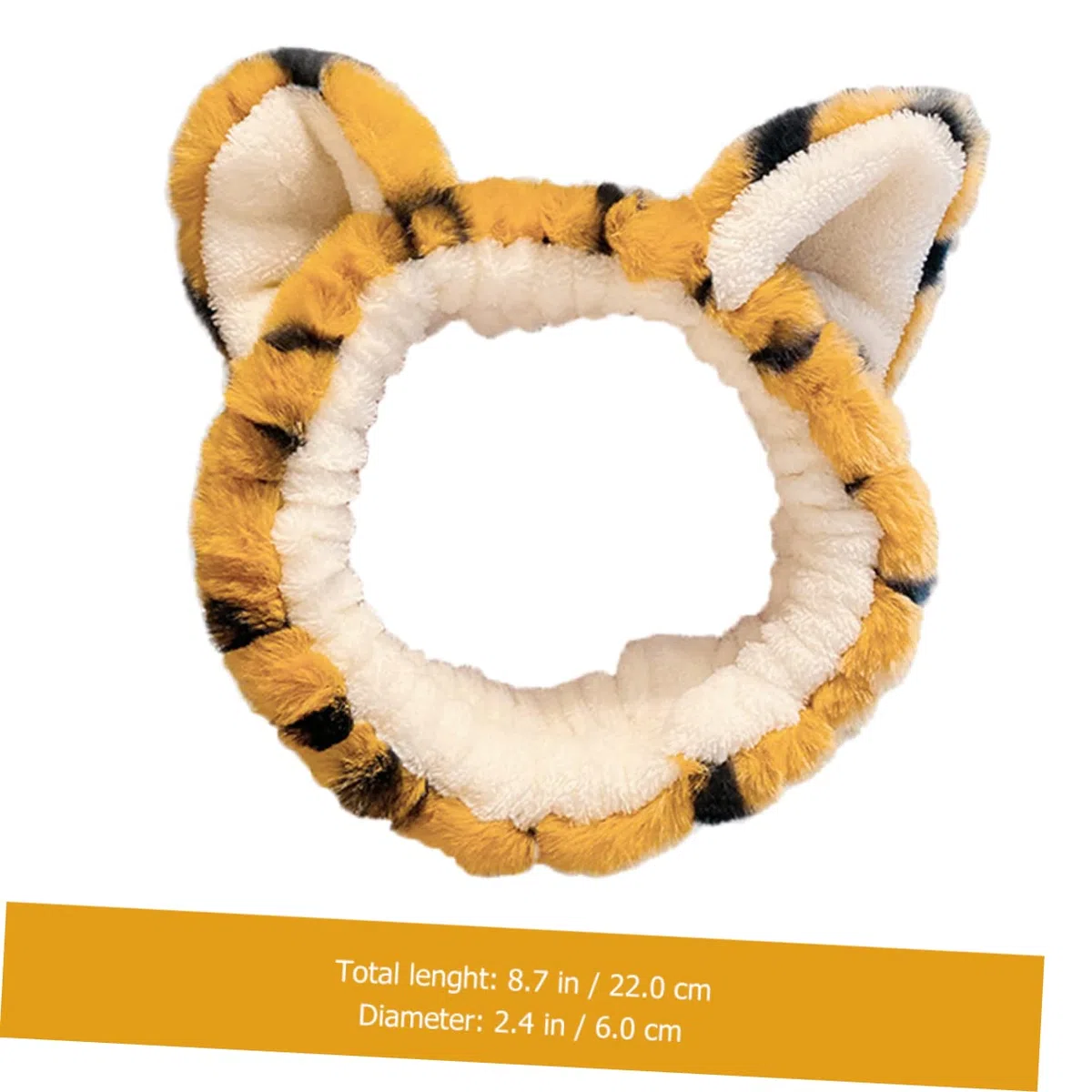 Healeved Fascia per Chioma da Donna in Peluche Orecchie di Tigre 2 Pezzi, Elastica e Larga, per Lavarsi Viso e Feste Cosplay