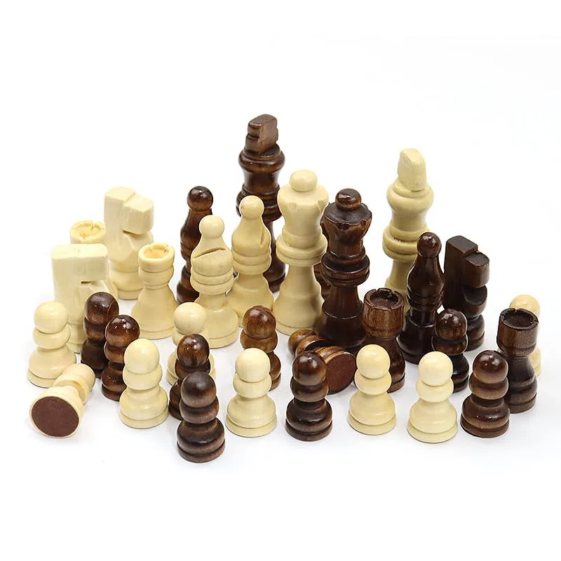 SET 32 PEDINE SCACCHI IN LEGNO - BIANCHE E NERE, ALTEZZA 2.5" | PERFETTE PER ADULTI E BAMBINI