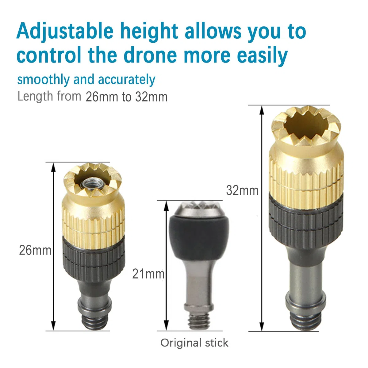 Esteso Stick di Controllo per DJI RC-N1(Mavic 3/Mini 3 Pro/Mini 2/Air 2S/Mavic Air 2),Smart Controller,Metallo Alluminio Telecomando Joystick Rocker Drone Accessori