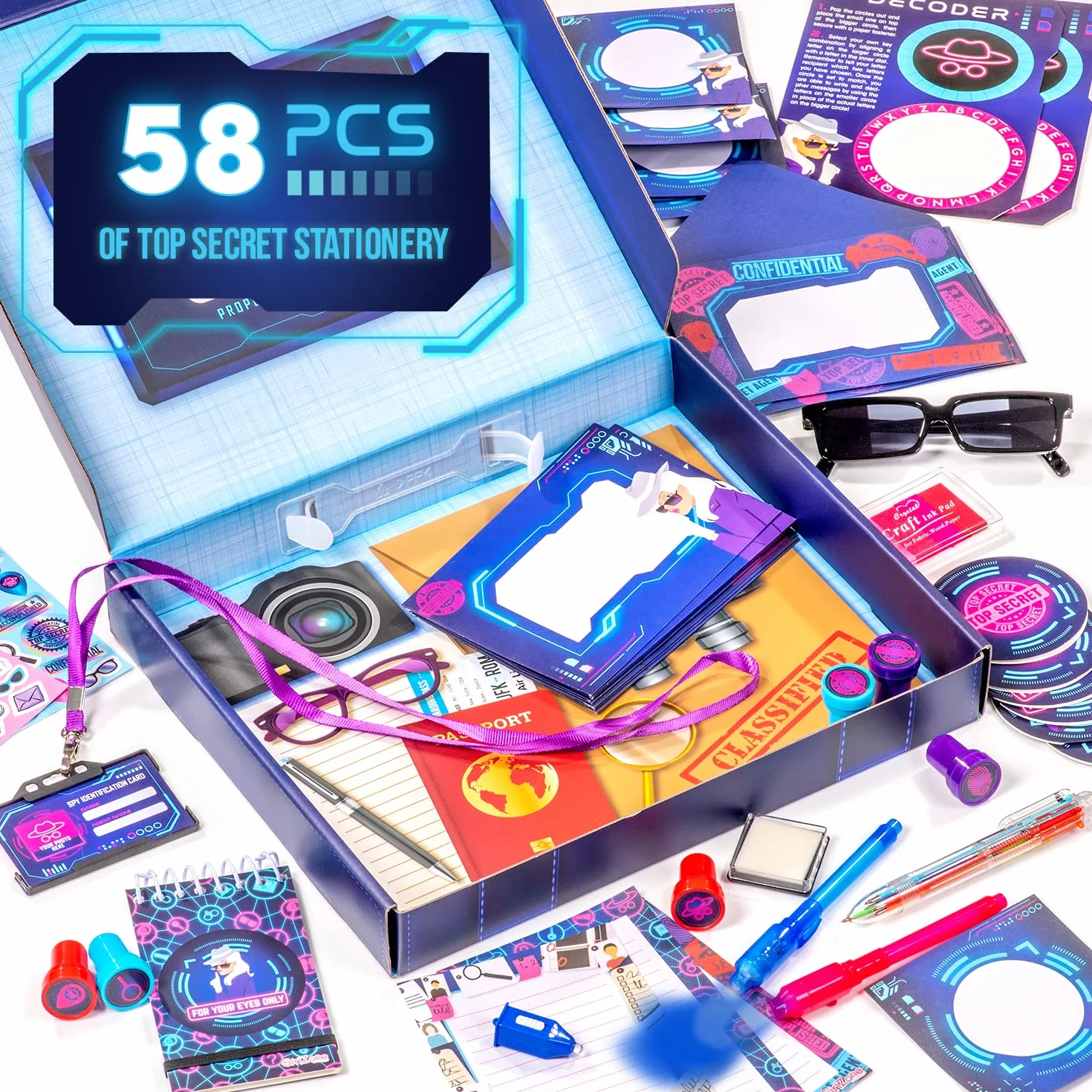 GirlZone Set Cancelleria Ultimate Secret Agent, Kit Spia e Detective per Bambina, Include Penna e Fogli di Carta da Spia, Idea Regalo per Bambine Divertente Writing Set