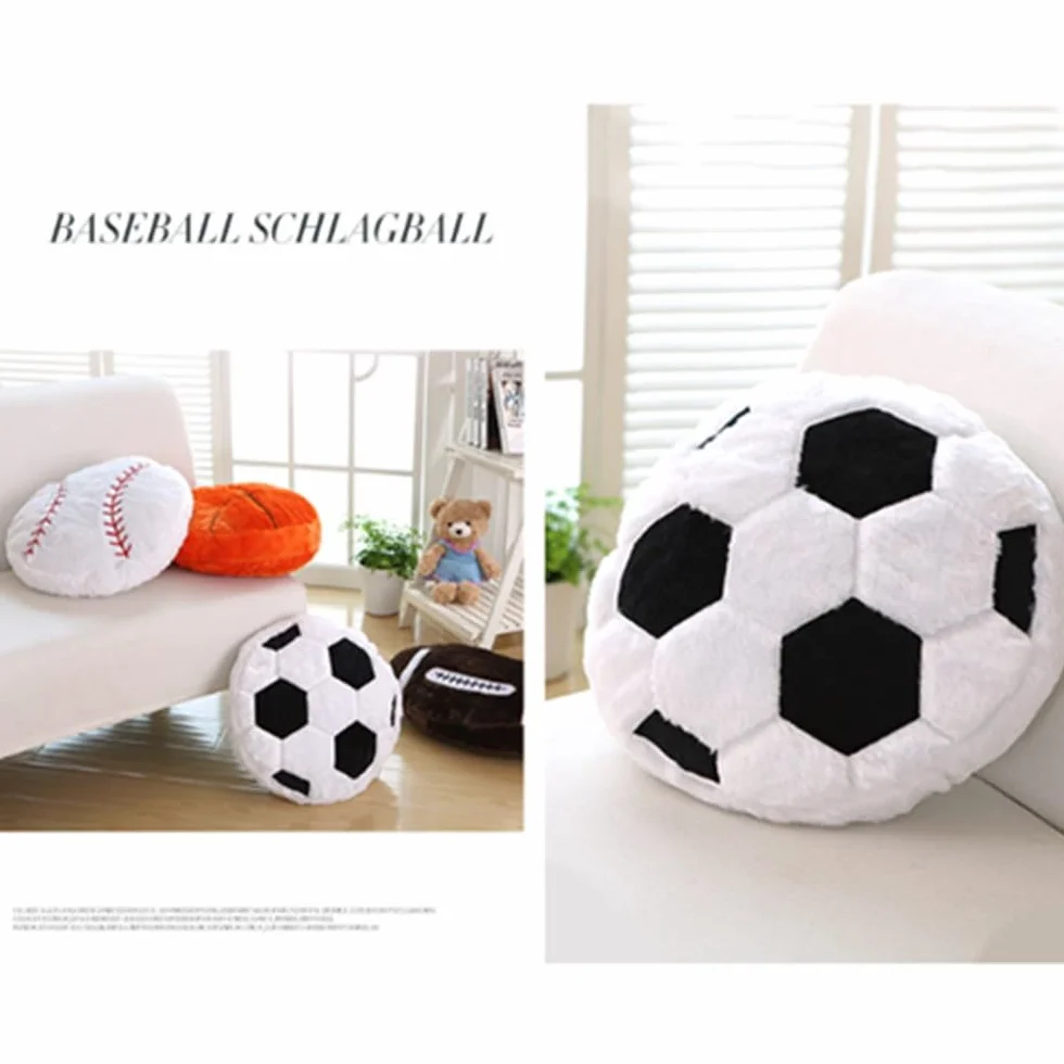 Cuscino in peluche da pallacanestro, soffice e durevole, imbottito da calcio, cuscino sportivo da 14 pollici, morbido e durevole, rotondo