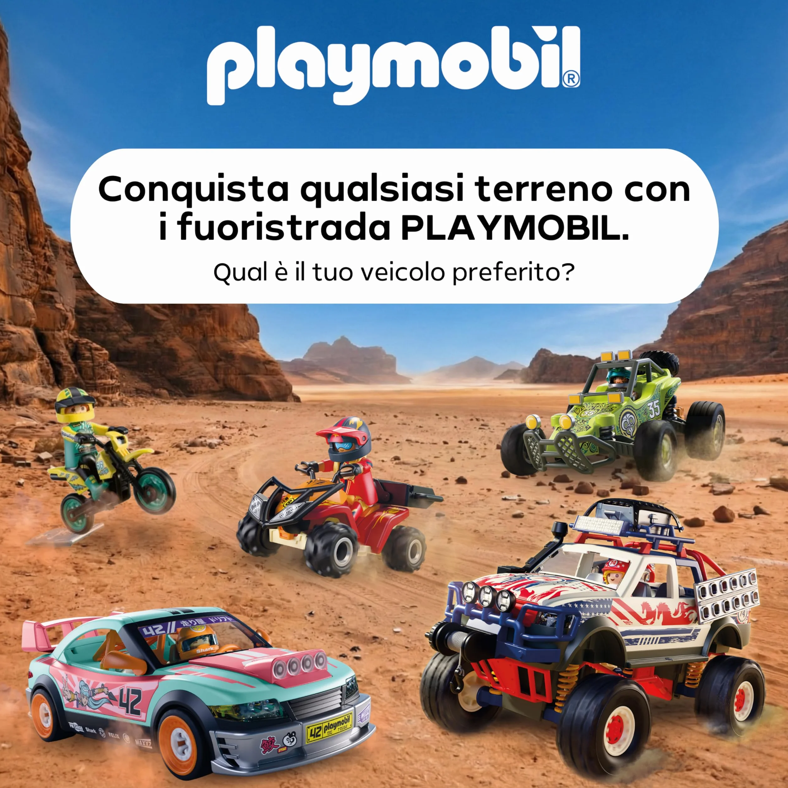 PLAYMOBIL | Cars | Offroad Quad | Quad fuoristrada con paraurti rimovibile | macchinina giocattolo per bambini dai 4 anni in su | 72064