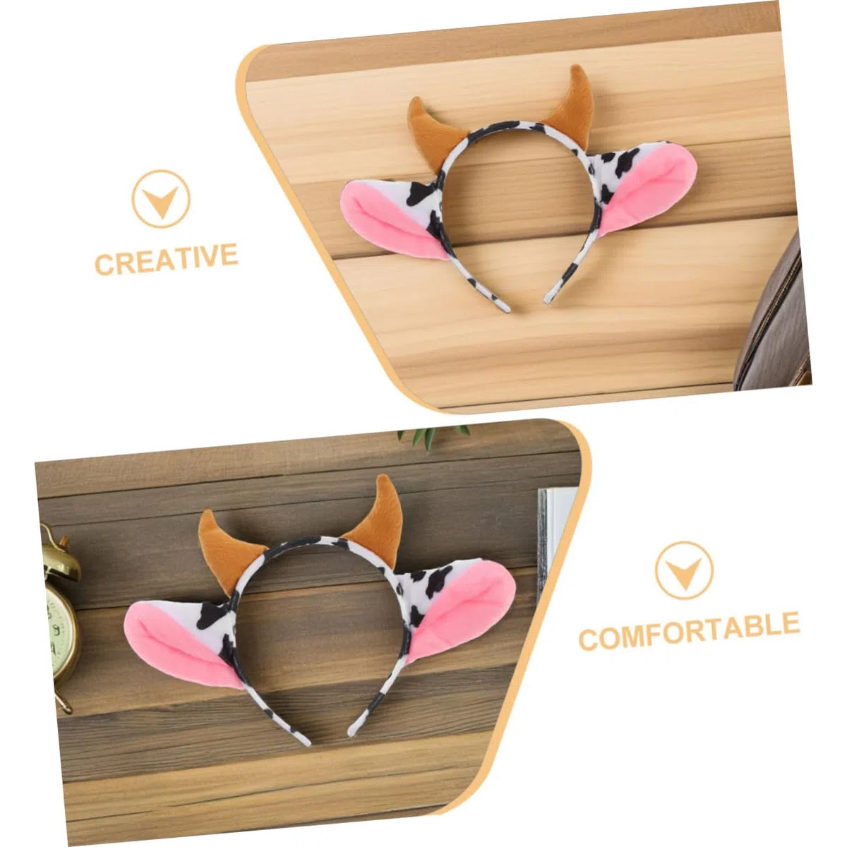 TOYANDONA 4pezzi Cerchietto per Capelli Forma di Mucca Corna e Orecchie Design Elastico per Feste Tema Cosplay e Spettacoli Adatto Tutte Testa