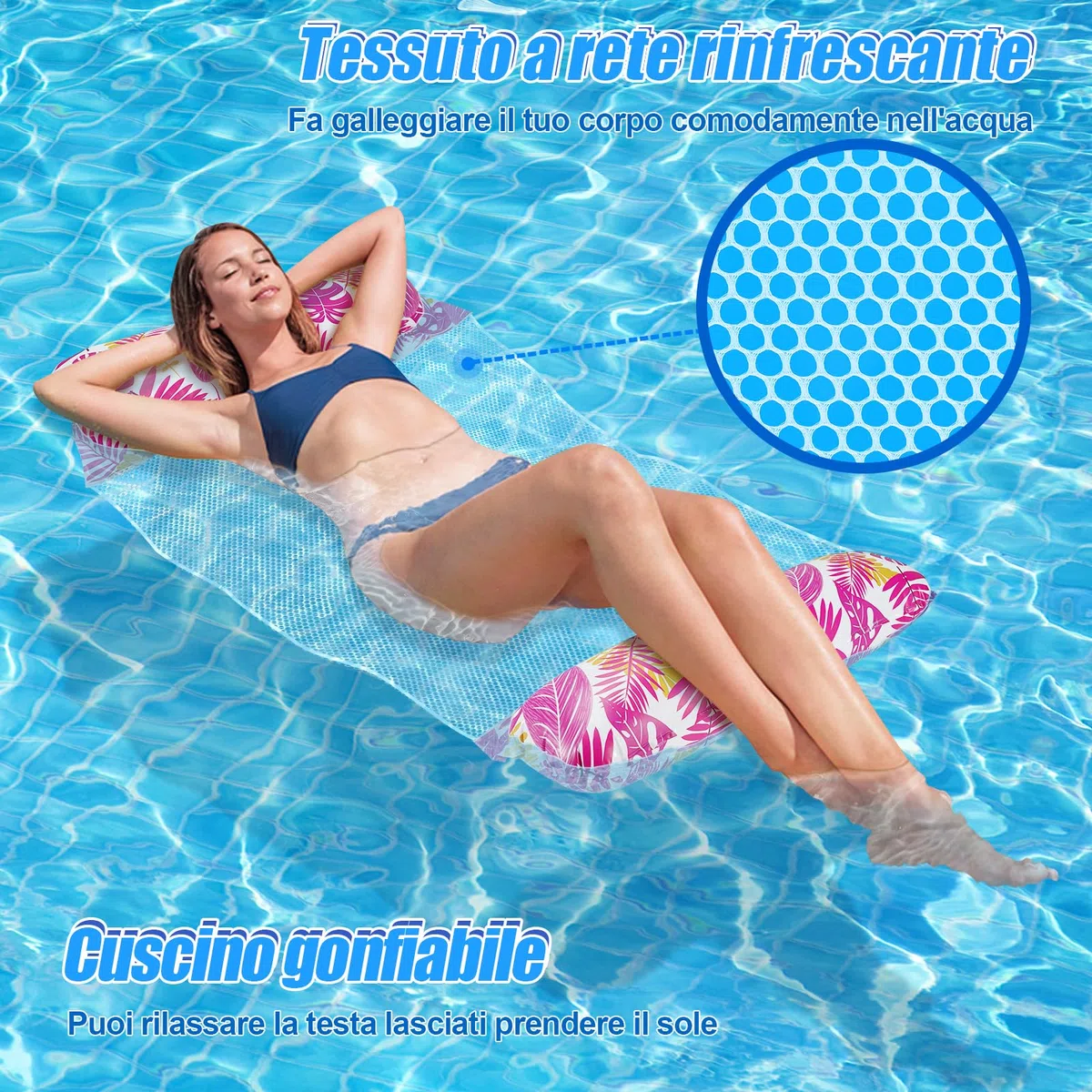 WEARXI Materassino Mare XL, 2 pezzi Materassino Piscina 4 in 1, Materassino Gonfiabile Mare Piscina, Gonfiabili Piscina, Gonfiabili per Piscina, Amaca Galleggiante, Amaca Gonfiabile Mare