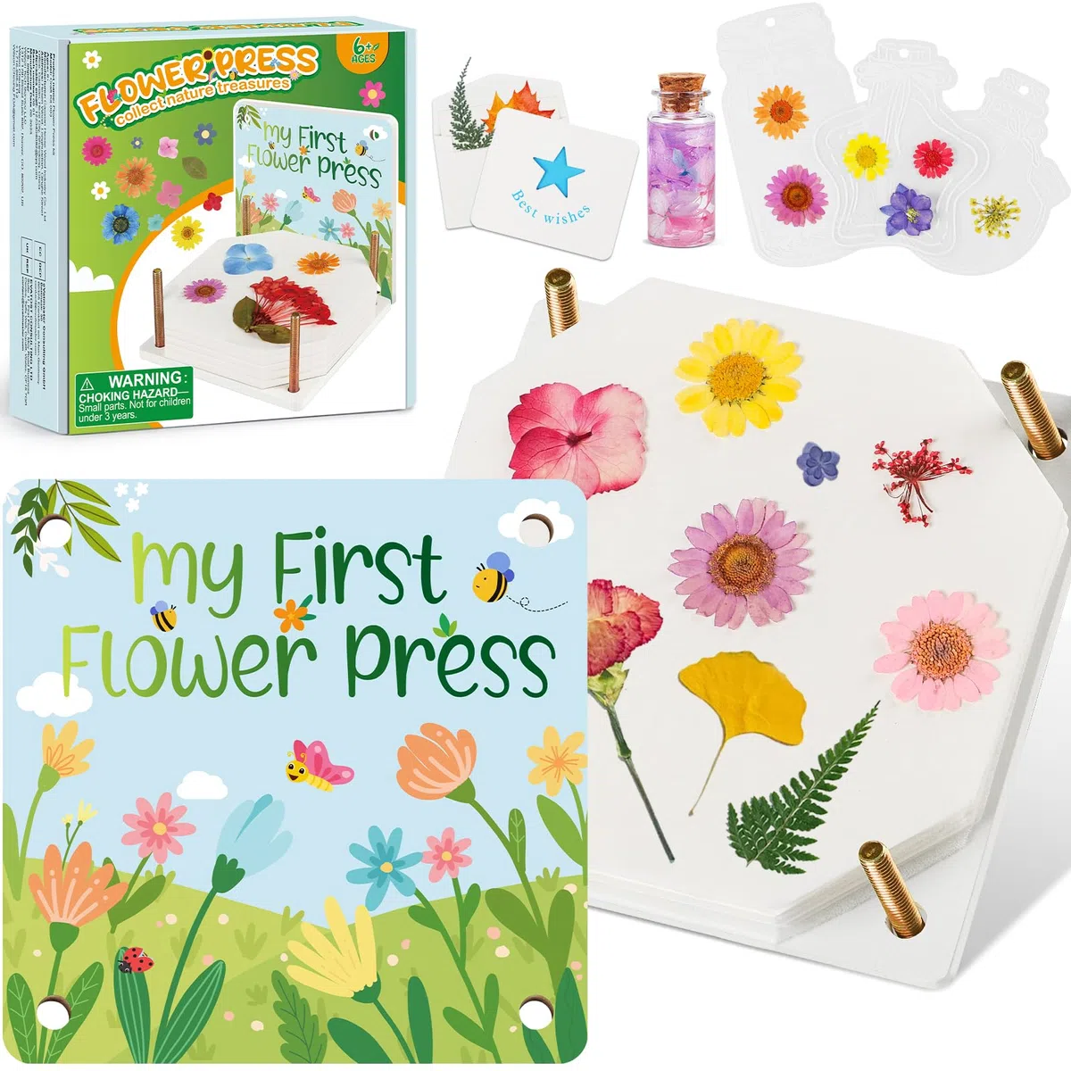 REFLYING Set di Presse per Fiori, 6 Strati di Foglie di Fiori Pressati per la Conservazione Delle Piante, Kit Fai da te di Arte Floreale e Artigianato, per Bambini dai 6 anni in su