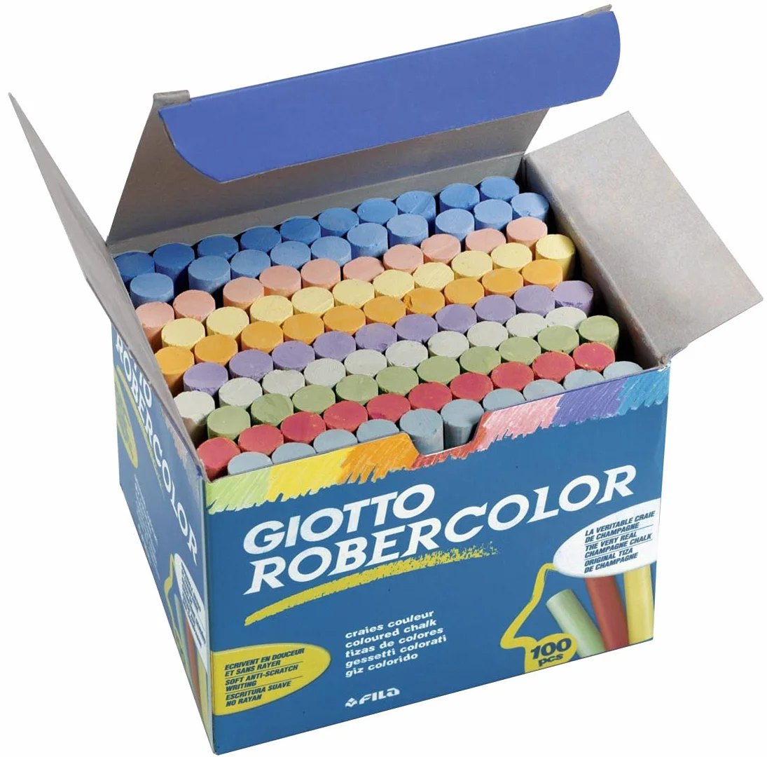 Giotto Gessi per lavagna, colori vari, scatola 100 pezzi
