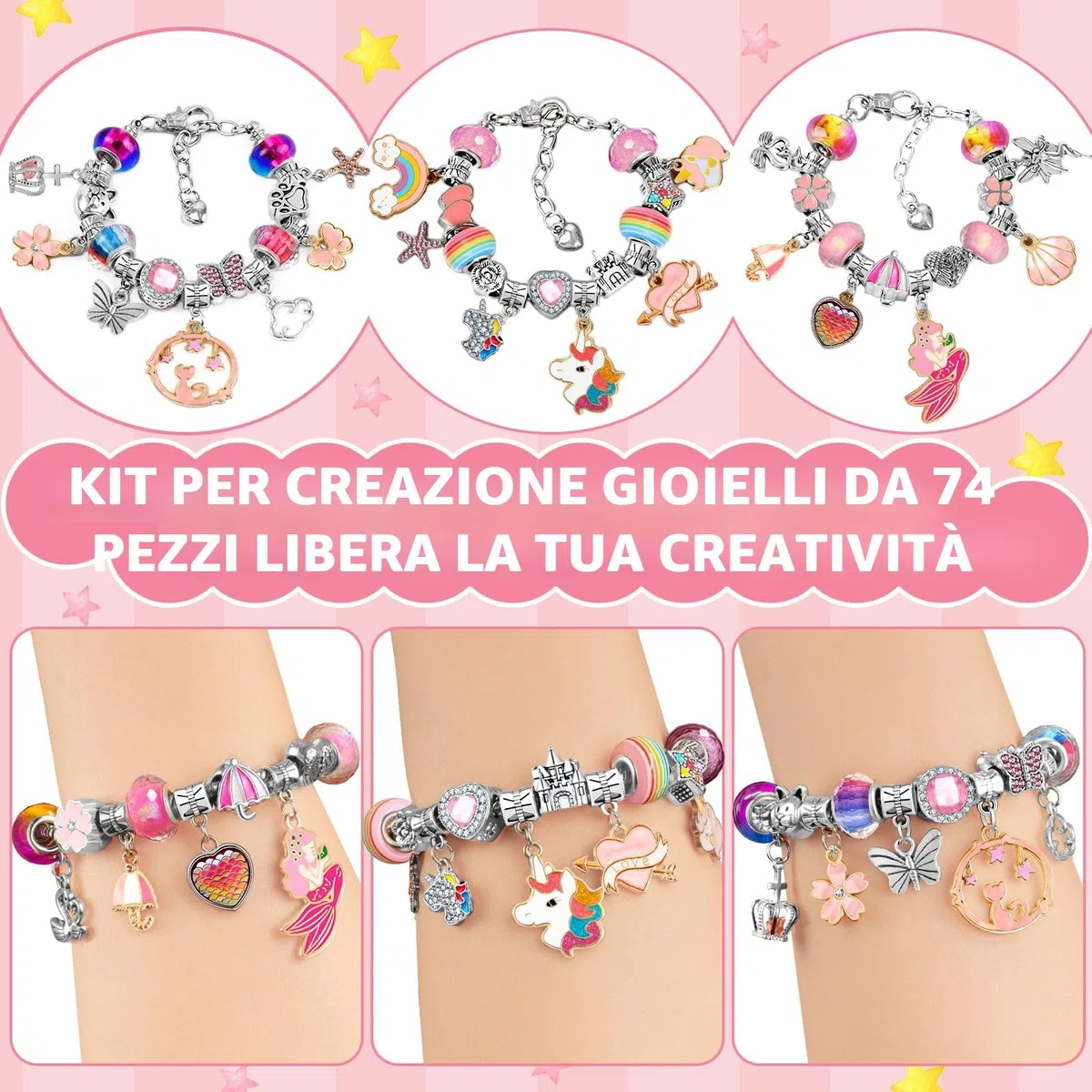 WEVOL Idee Regalo Bambina 3-13 Anni Kit Braccialetti Fai da Te Gioielli per Natale Compleanno Ringraziamento per Ragazza