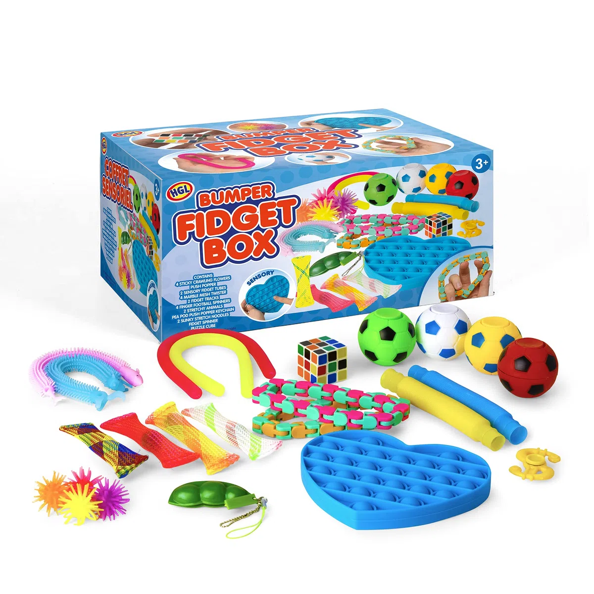 HGL Fidget Box, SV21083, per bambini dai 3 anni in su, 24 pezzi, motivi e colori assortiti
