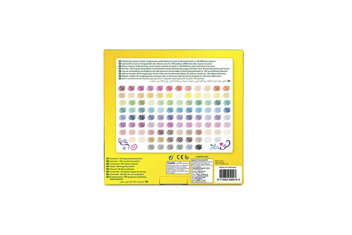 CRAYOLA Matite Colorate - Set da 100 Colori Diversi - Matite di Alta Qualità per Disegni, Lettere e Attività Creative - Ideali per Adulti e Bambini