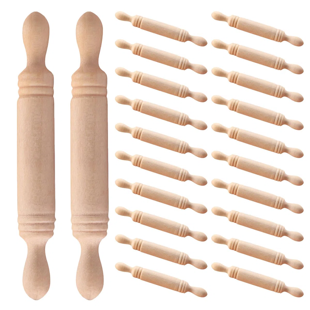 Gatuida Set 30 Mini Mattarelli in Legno Naturale Piccoli Mattarelli Da Cucina Giocattolo Per Bambini Utensili Miniatura Per Casa Delle Bambole E Giochi Creativi