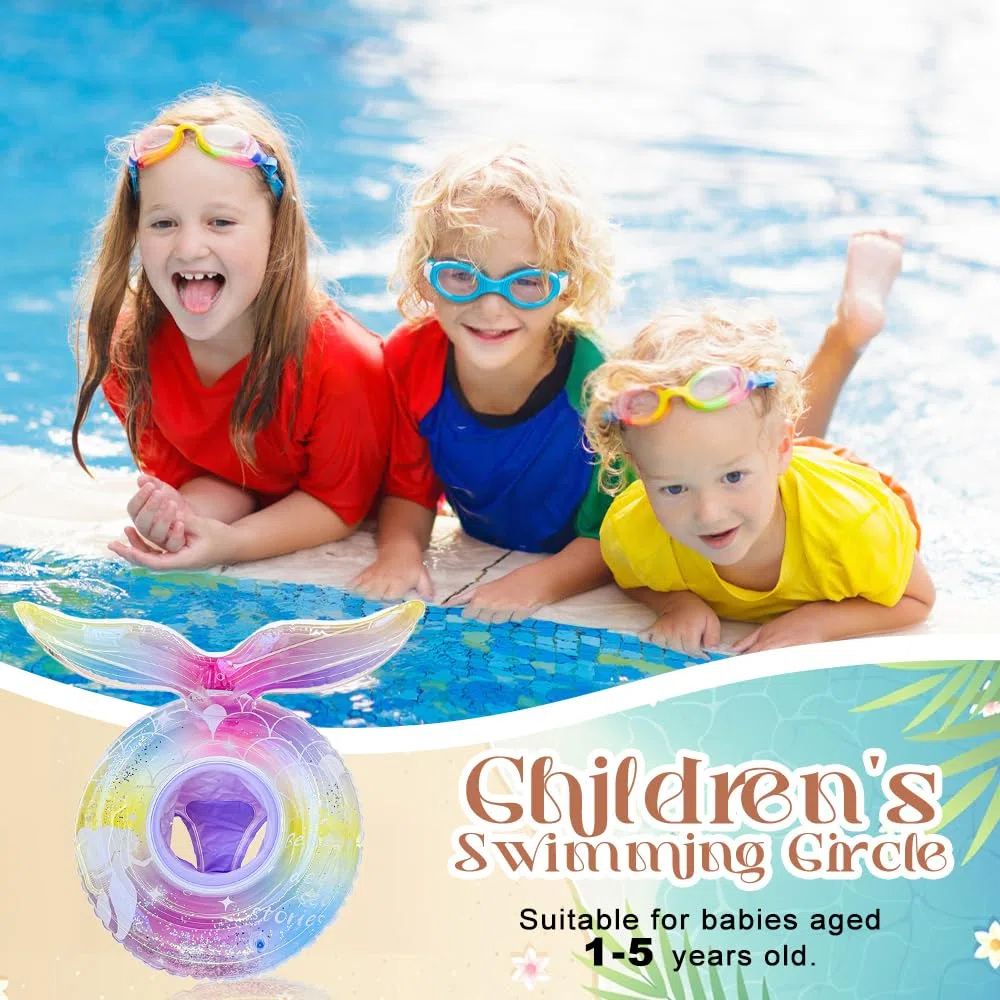 salvagente con mutandina, salvagente bambini Con pompa del piede gonfiabile, Con forma di coda sirena per piscina, anello di nuoto in PVC per bambini,