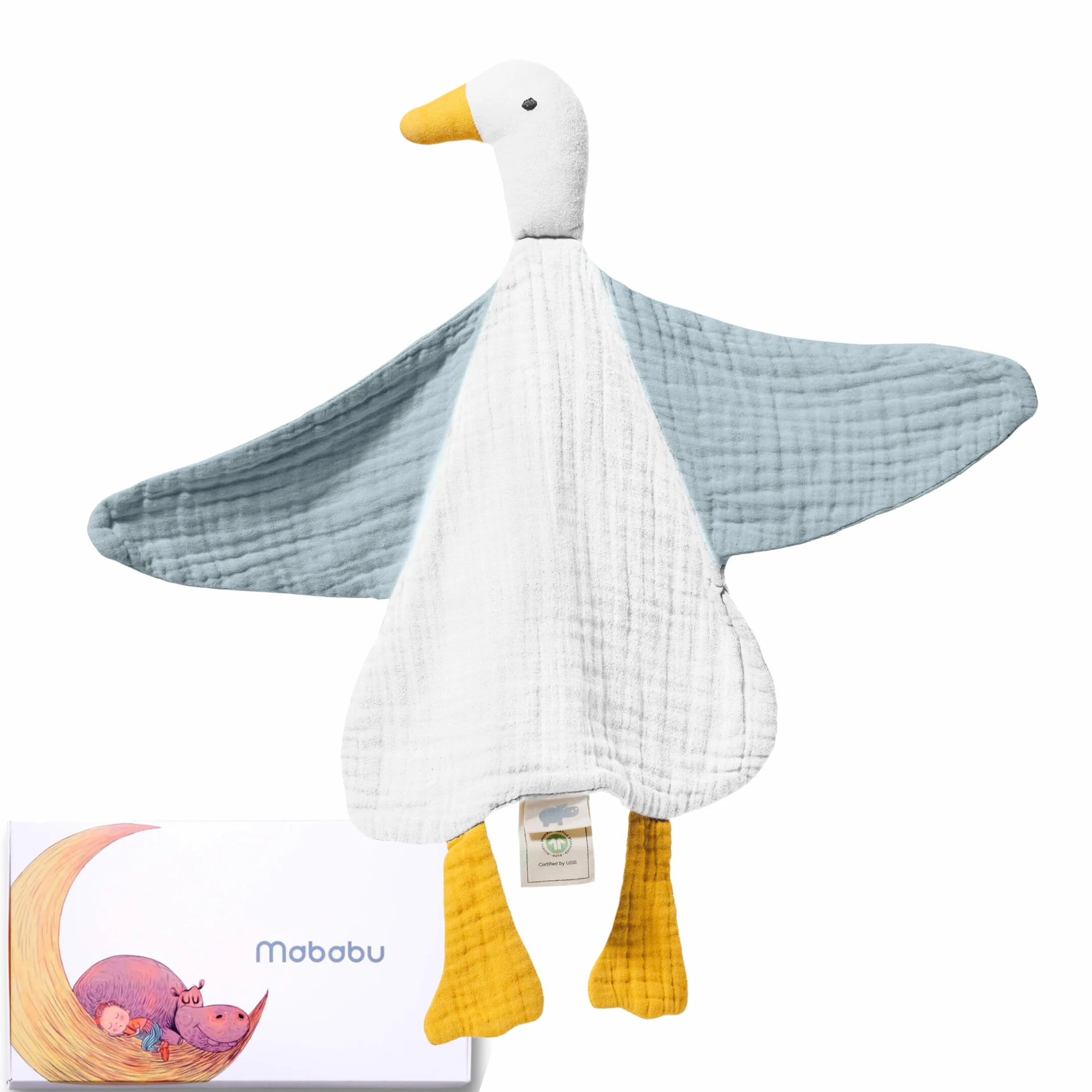 doudou e peluche neonato in mussola biologica GOTS Extra morbido e traspirante Regalo perfetto per bambini e neonati Qualità premium, fatto a mano, certificato sicuro