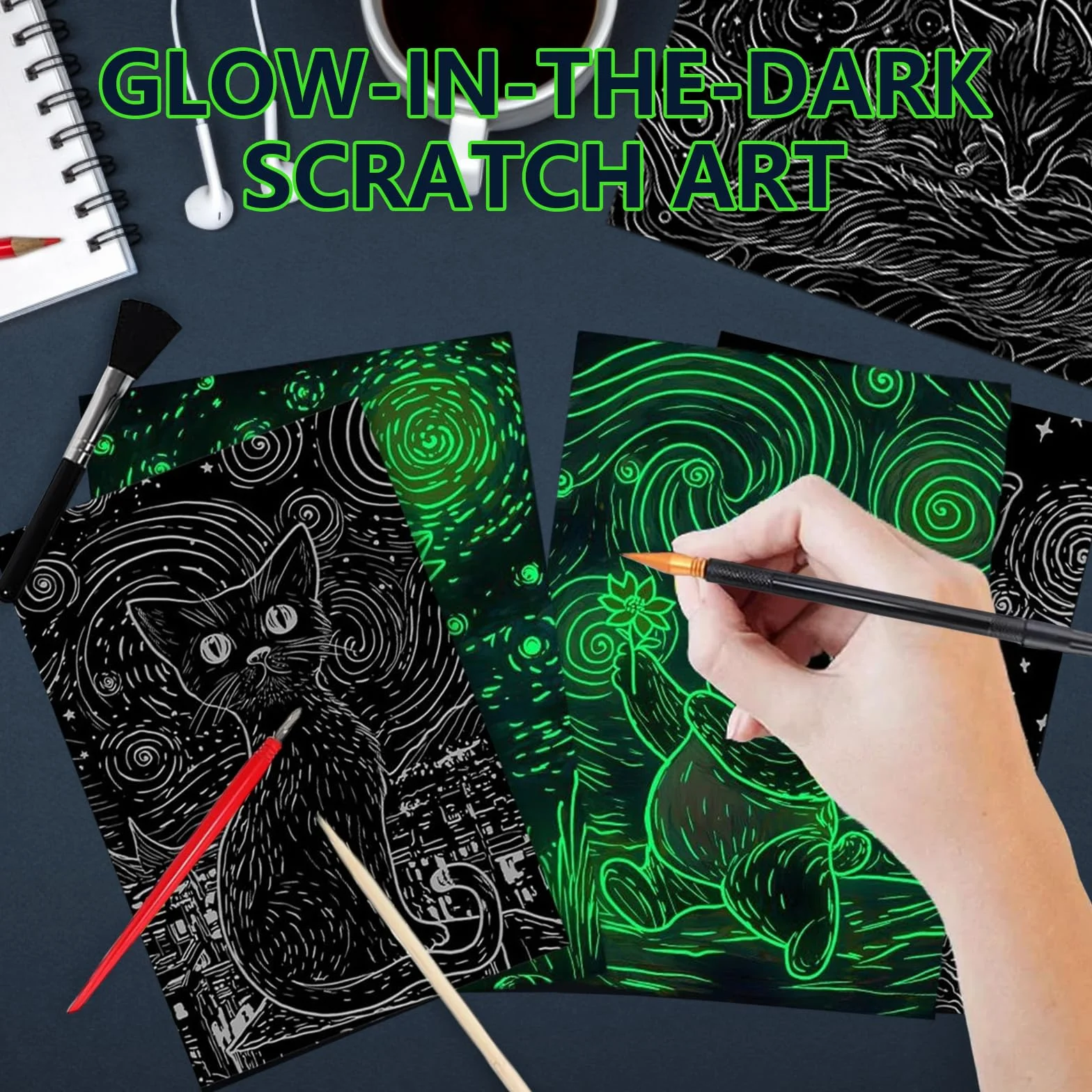 8 Carte A Gratter - Scrath Card - Scratchboard Art - ActivitéS Très CréAtives Et Amusantes pour DéCorer Votre Chambre, Salon, Salle à Manger, éTude Ou Bureau