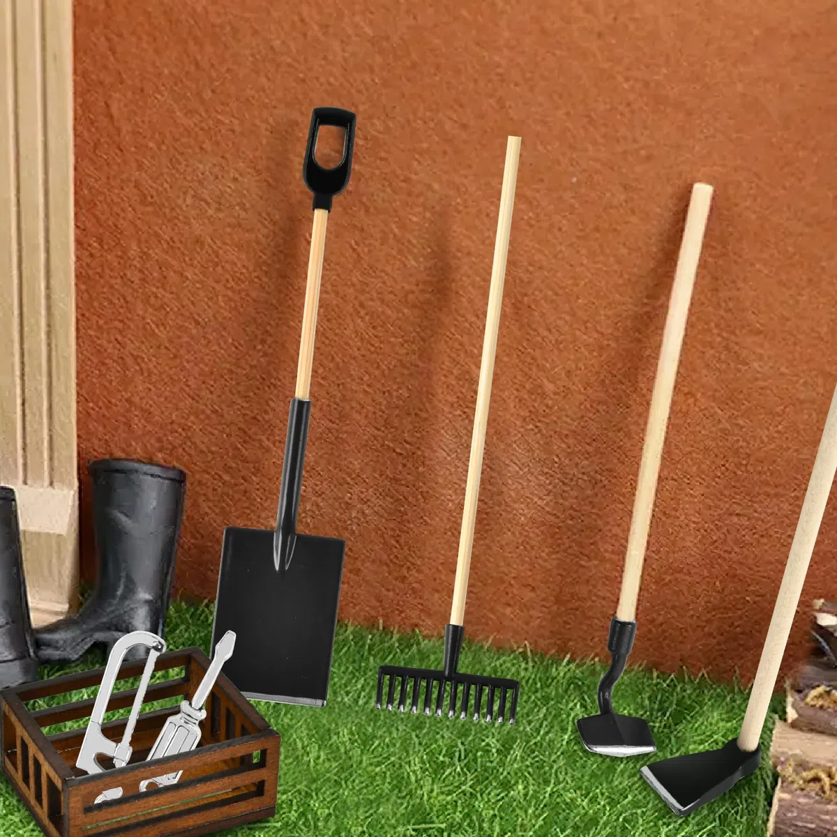 18 Pezzi Accessori per Giardino in Miniatura,Mini Casa Delle Bambole in Miniatura,Attrezzi da Giardinaggio Adatto per Decorare Mini Giardino