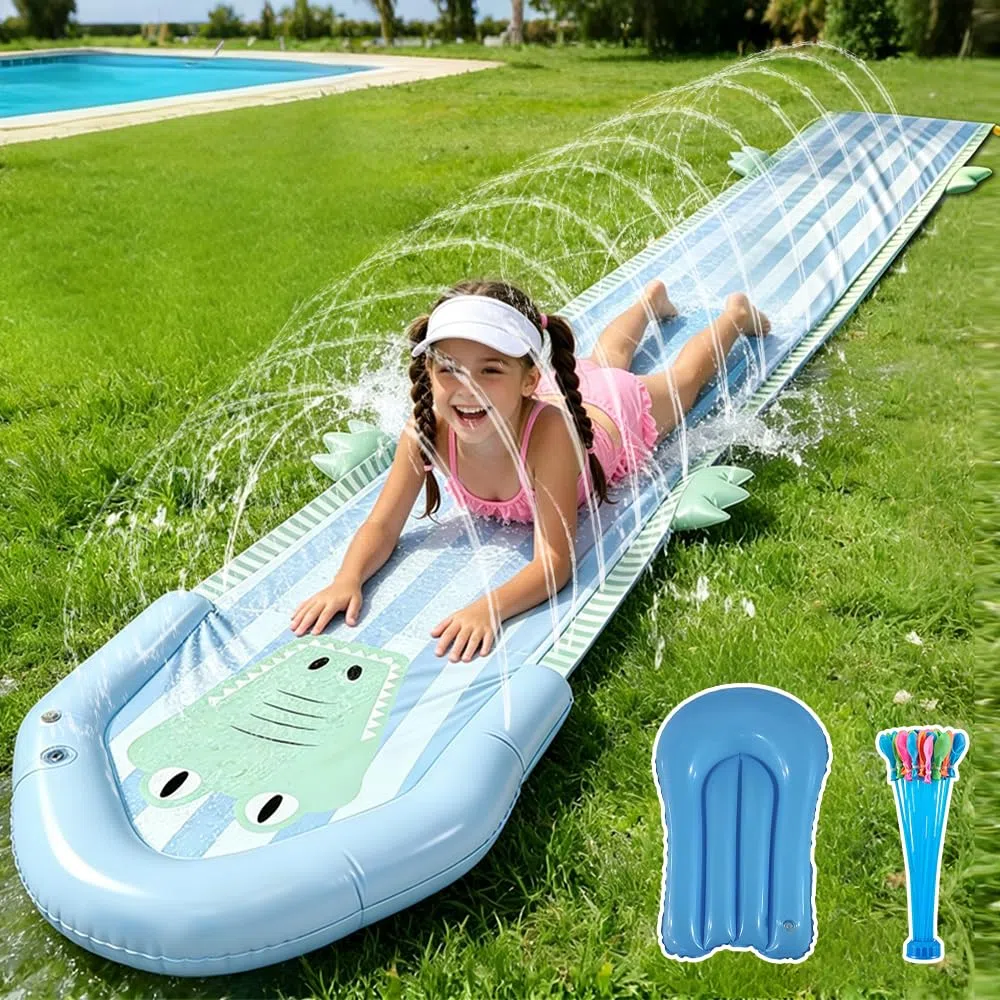 Scivolo Acquatico Giardino, Tappeto Scivoloso Acqua 550cm, Scivolo ad Acqua con Sistema di Nebulizzazione, Water Slide per Feste Estive, Prato e Giochi d' Acqua all' Aperto