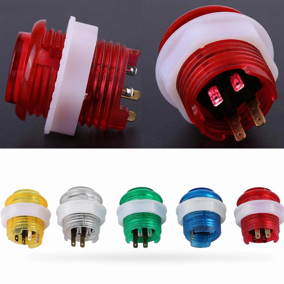 5PC 5V 24mm Jumbo LED Pulsante illuminato Interruttore a pulsante autoripristinante con microinterruttore per progetti di gioco a gettoni