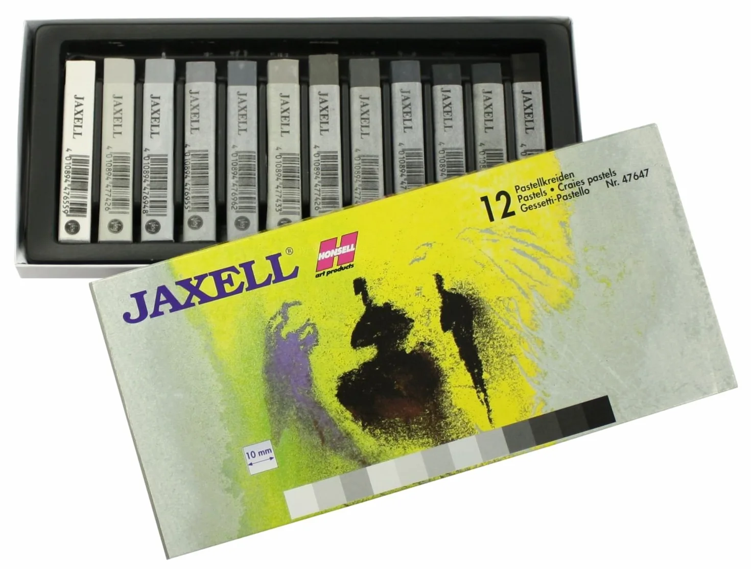 Honsell Jaxell 47647 - Gessetti a Pastello, 12 pz, Toni del Grigio