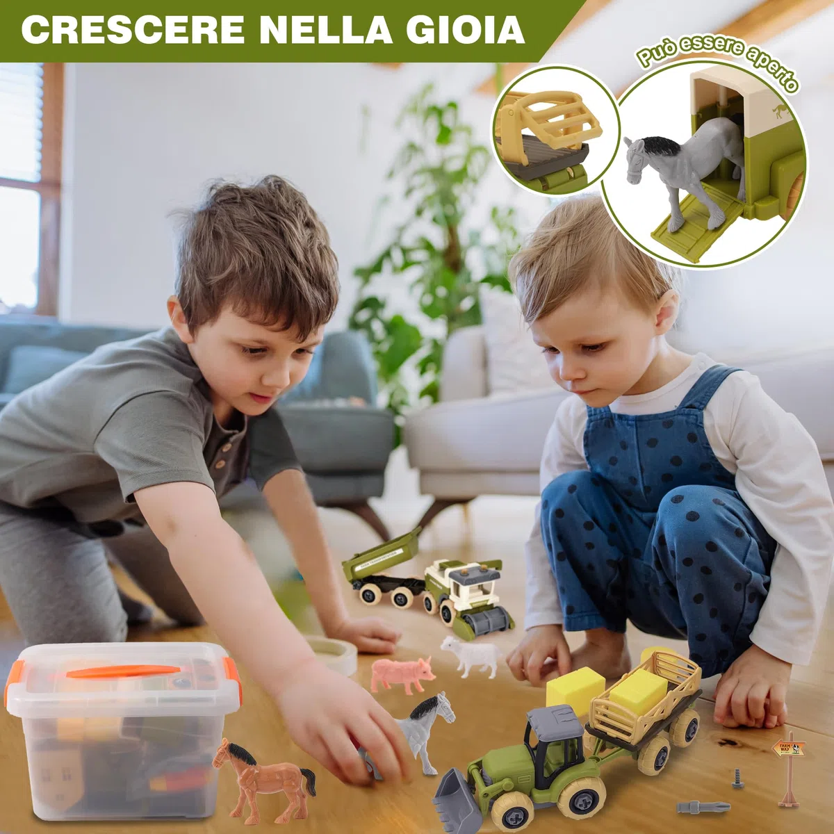 Herefun Set di Giochi della Fattoria con Trattore, Animali Fattoria per Bambini, Set di Giocattoli Animali della Fattoria, Fattoria Trattore Giocattolo, Giocattoli Educativi Regali Bambini 3 4 5+ anni