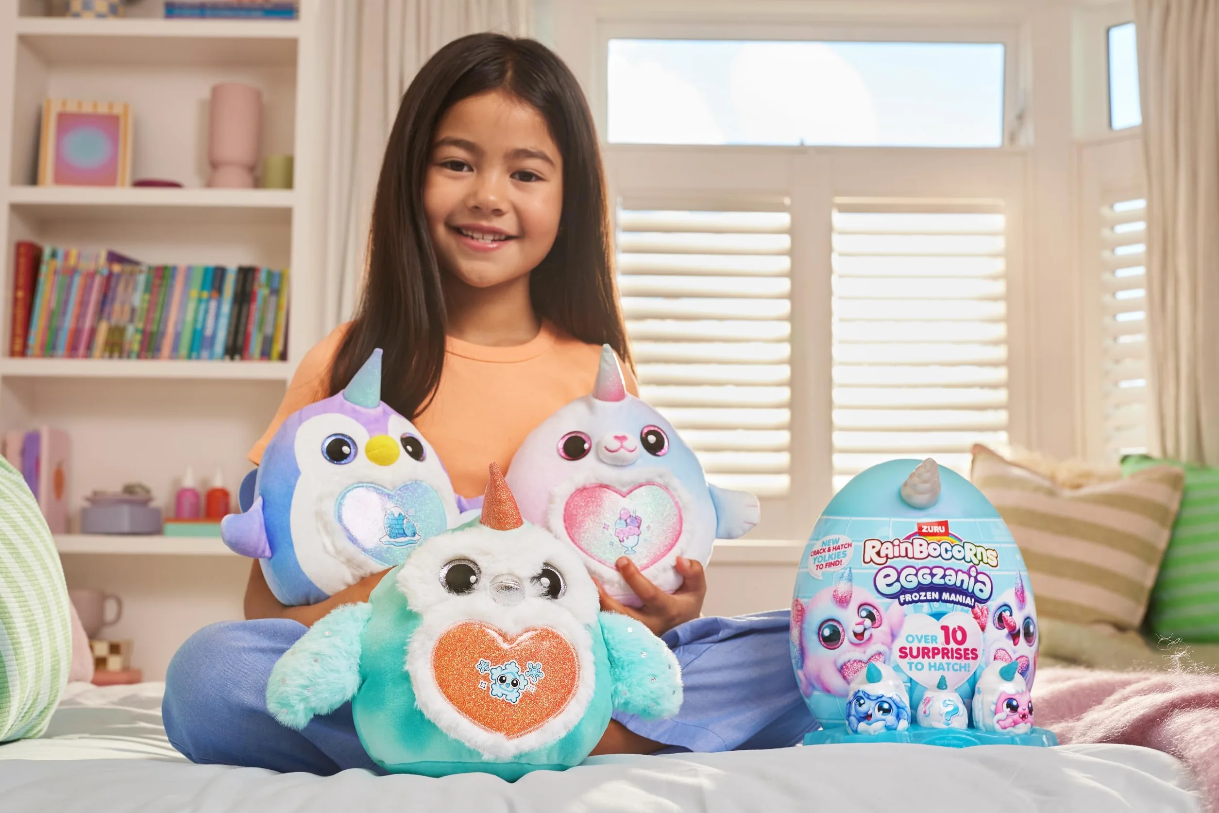 Rainbocorns Eggzania Frozencorn Mania di ZURU (FROSTINE), peluche da collezione per bambine dai 3 anni in su