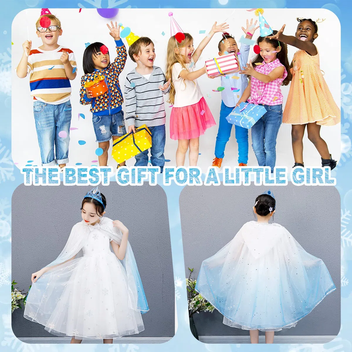 XEPST Mantello Principessa Bambina, Costume Principessa con Cappuccio Mantello Della Principessa Accessorio Scialle Cape Ragazze da Costume Halloween