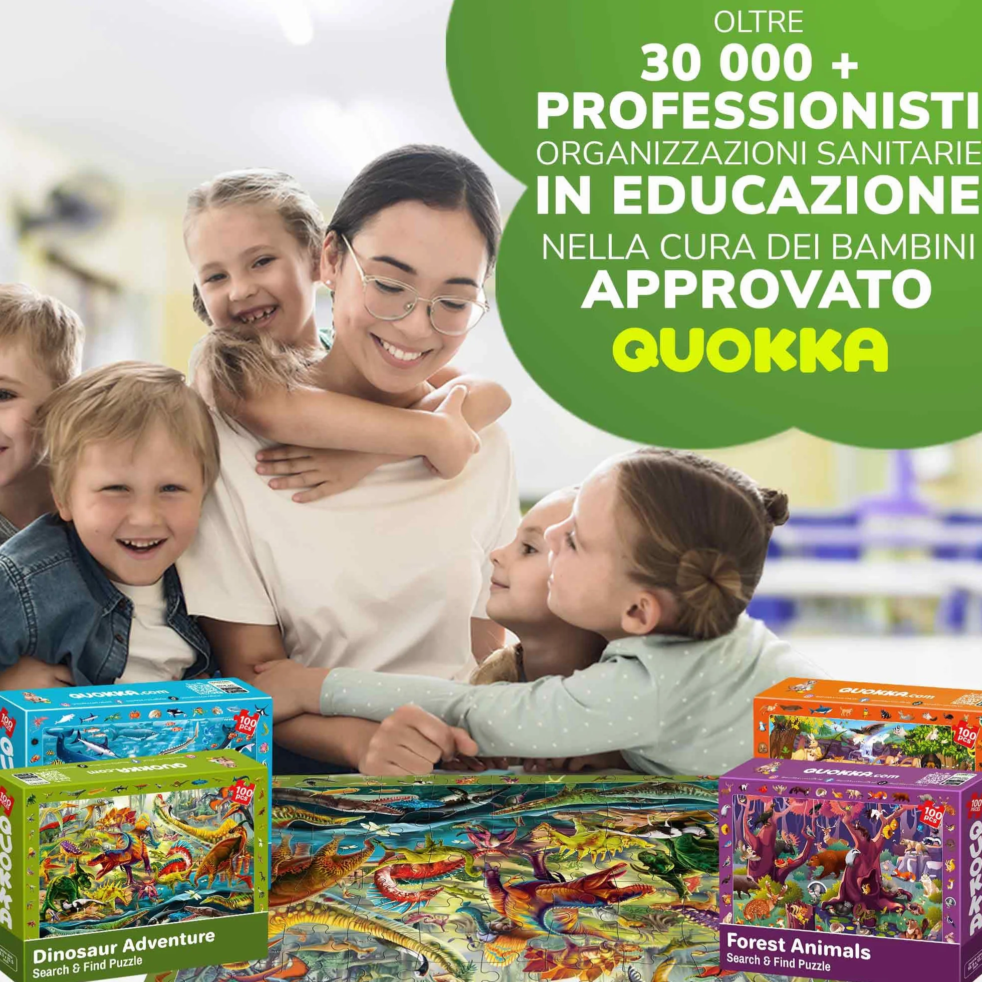 Puzzle da 100 Pezzi per Bambini 3 4 5 Anni - Set di 3 Puzzle da Pavimento Giganti - Impara Animali e Insetti della Foresta Oceanica - Giocattoli Educativi per Ragazzi e Ragazze dai 6 ai 7 Anni
