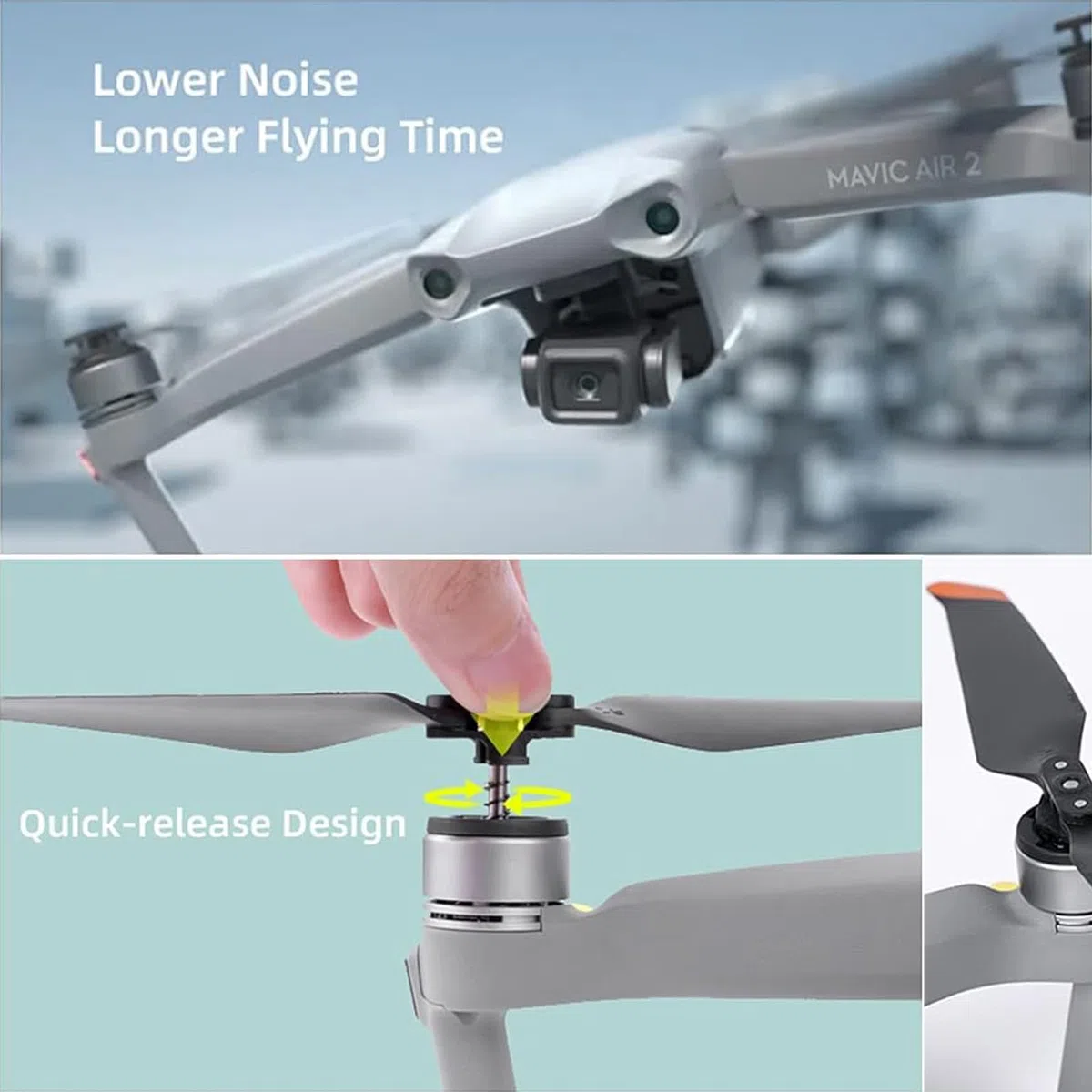 Gdraco Air 2S, elica silenziosa, pieghevole, 7238F, elica per accessori DJI Mavic Air 2/Air 2S, 8 pezzi