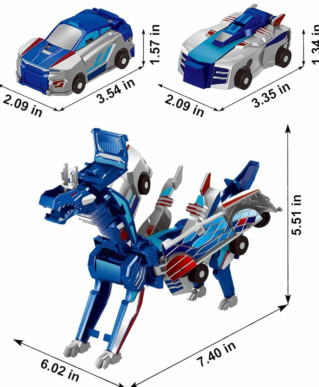 Felly Drago Trasforma Macchina Giocattoli, 2 Pezzi Auto Robot Giochi Bambini Bambino Bambina 2 3 4 5 6 Anni, Giocattolo Regalo per Ragazzi Ragazze