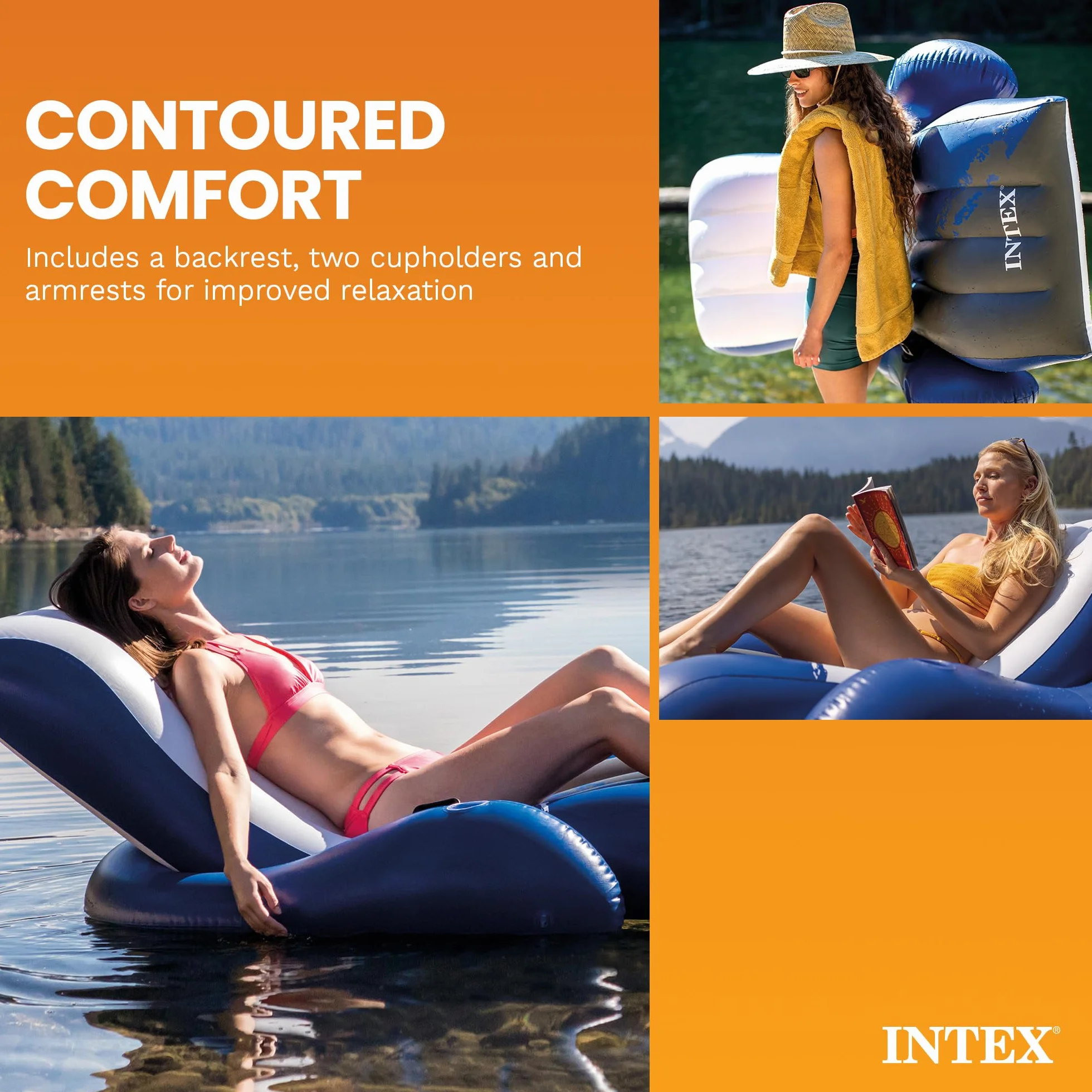Floating Recliner Inflatable Lounge, 71in X 53in
