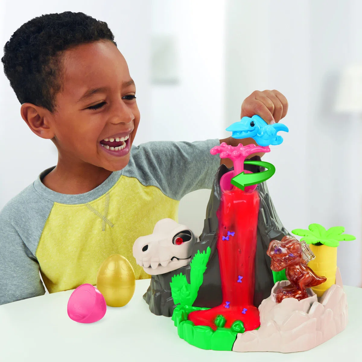 Play-Doh Slime Dino L'isola dei Dinosauri Playset con HydroGlitz, Gioco dei Dinosauri per Bambini da 4 Anni in su, Non Tossico