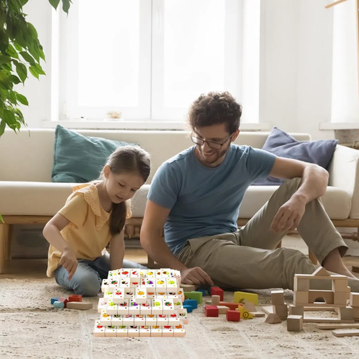 Xmart 55 pezzi Seaside Escape Gioco Blocchi Set di Giochi Mahjong Mahjong Game Block con 55 Adesivi Frutta 2 Ventose e 1 Scatola Plastica per Riporre Gli Oggetti Giochi per Feste Adatti Alle Famiglie
