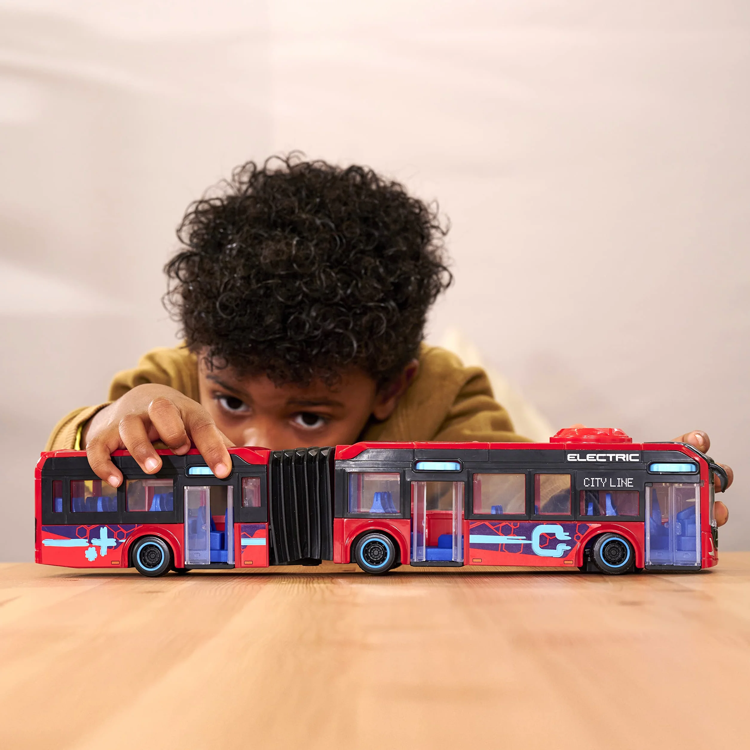 Dickie Autobus Volvo City Doppio 40 cm, Autobus Urbano con funzione di sterzo, apertura porte e licenza ufficiale Volvo (203747015)
