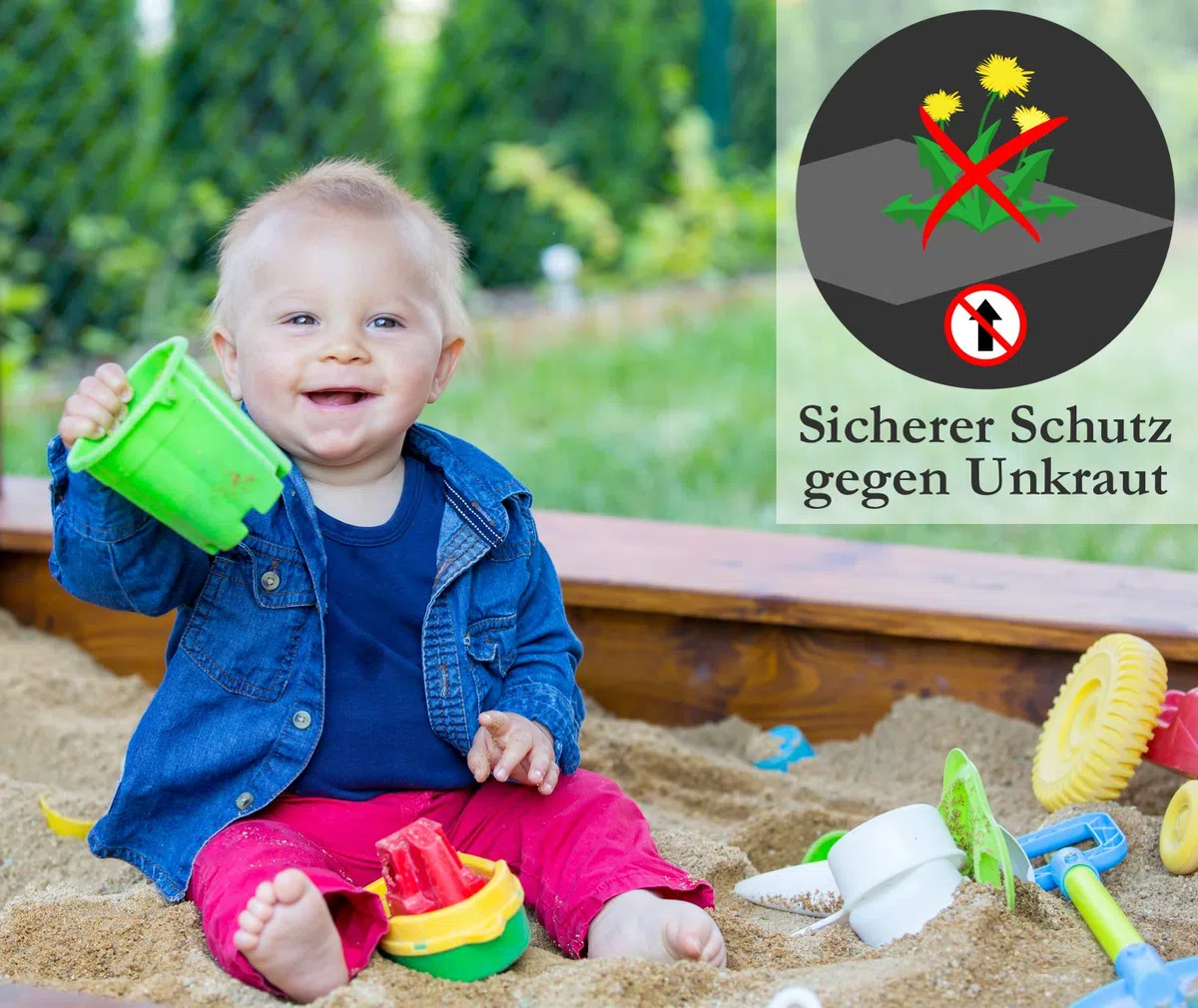 Sandpit fleece 2x2 m - vello antierba per i bambini Sandpit - sottostrato di sabbia impermeabile e permeabile all'acqua a prova di strappo ecologico