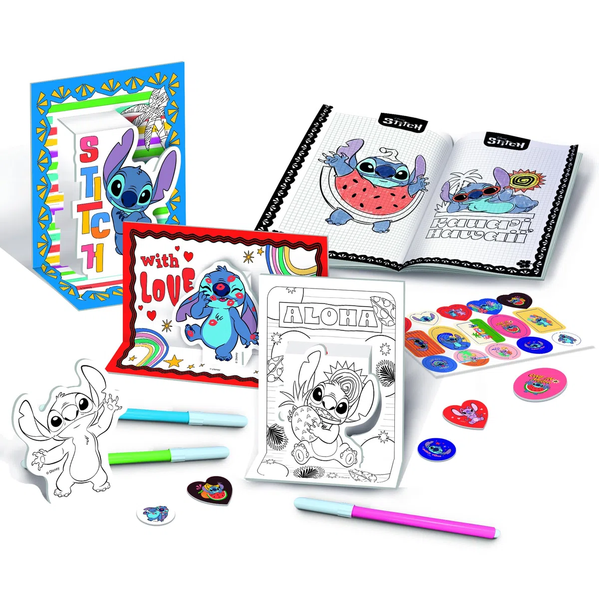 Lisciani Giochi - Stitch Colouring and drawing pop up in a backpack, 110674